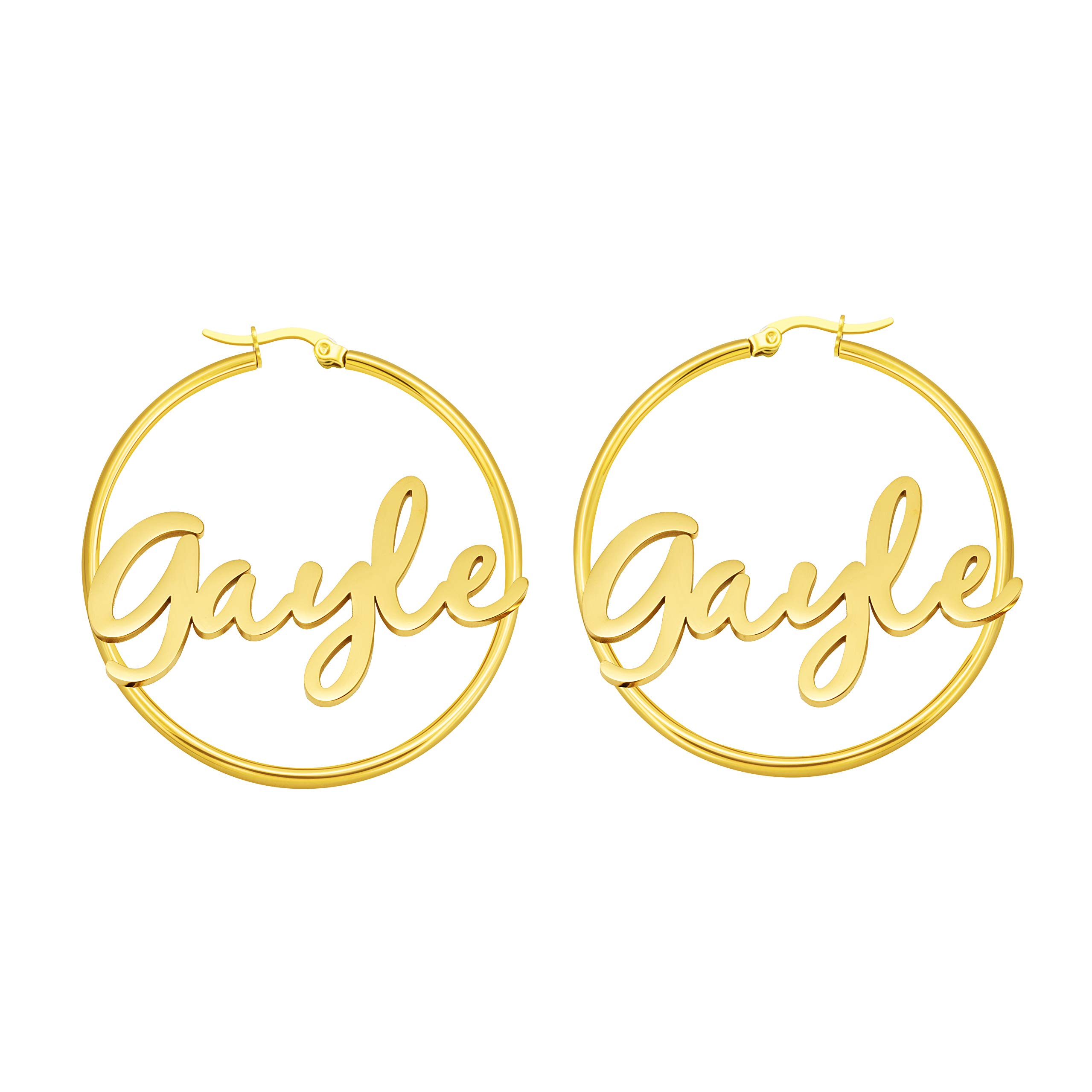 Personalized Gold Name Hoops Earrings for Women Unique Gifts for Her Birthday Mother's Day Thanksgiving Day Christmas 14K Gold Plated Name Jewelry Gifts for Teen Girls