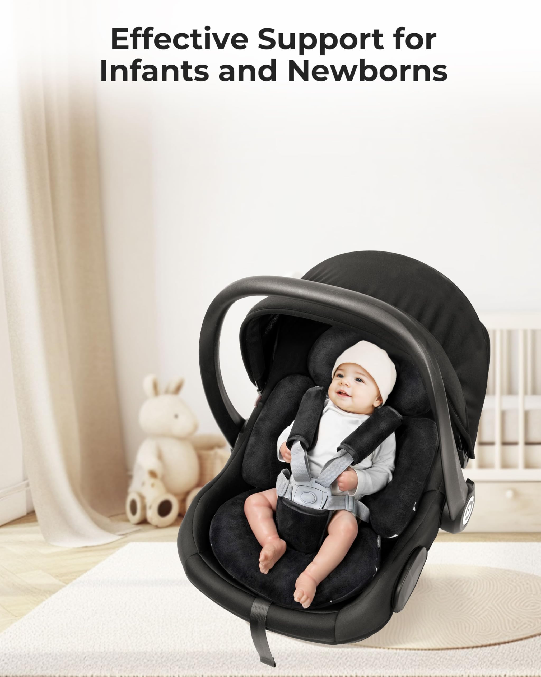 TinlyFinly Inserto para asiento de coche infantil, soporte para cabeza y cuerpo, inserto reversible para recién nacido, compatible con asiento de coche de bebé, cochecito, columpio Mamaroo, balancín