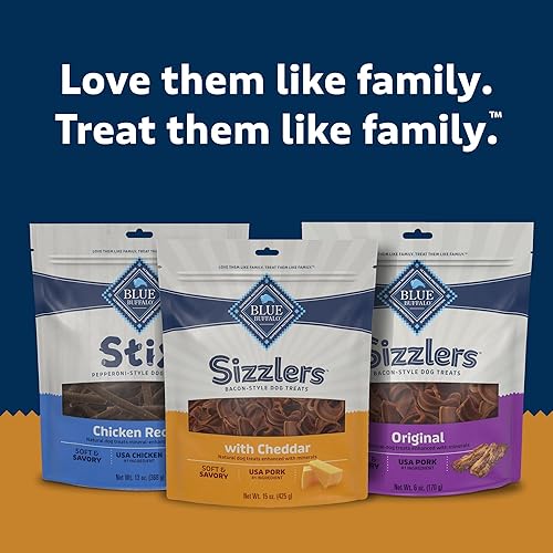 Miniatura 9 de Blue Buffalo Sizzlers - Golosinas naturales suaves y húmedas para perros, sabor a tocino, bolsa de 15 onzas