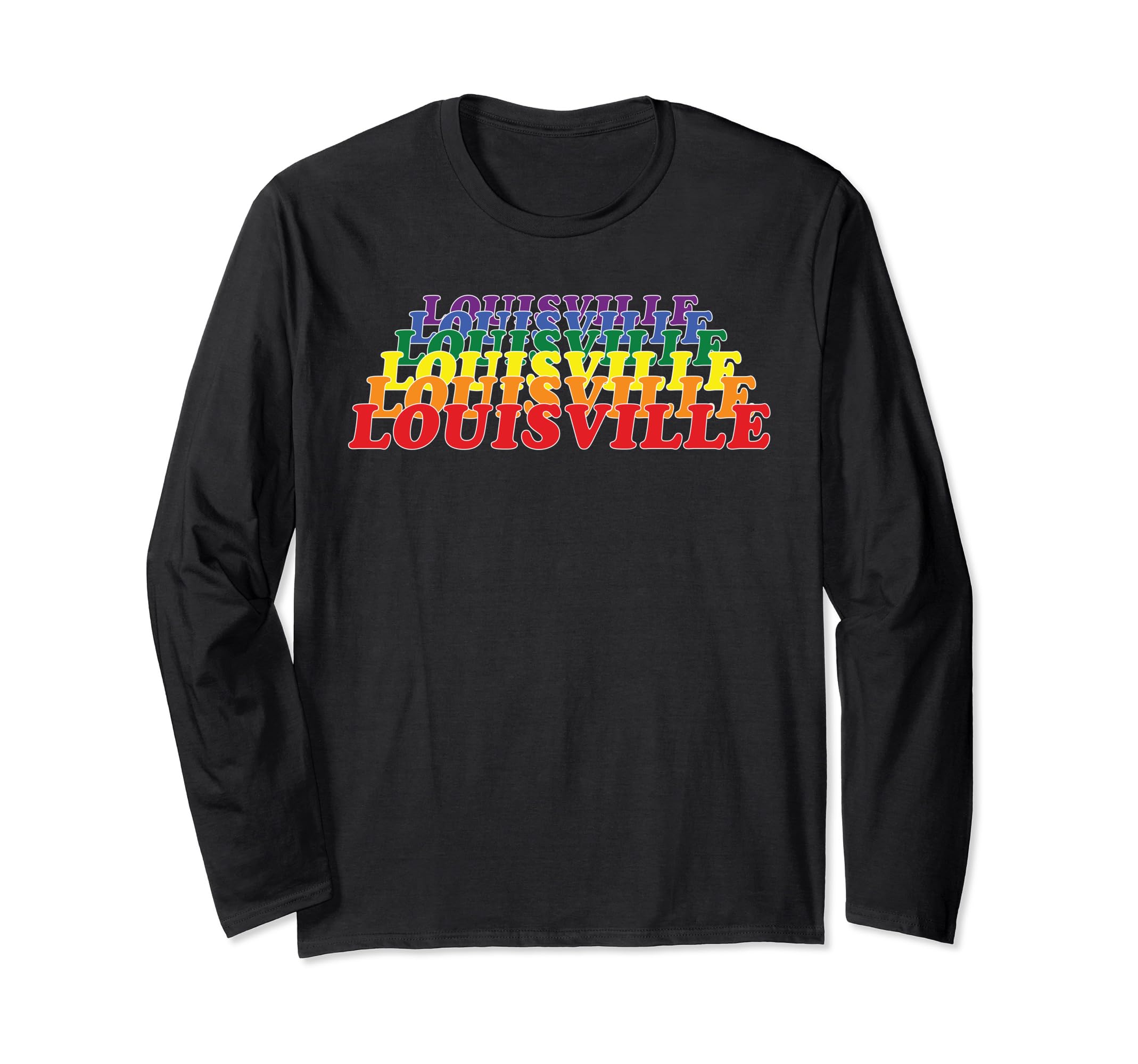 Louisville City Gay Pride Rainbow Word Design Long Sleeve T-Shirt
