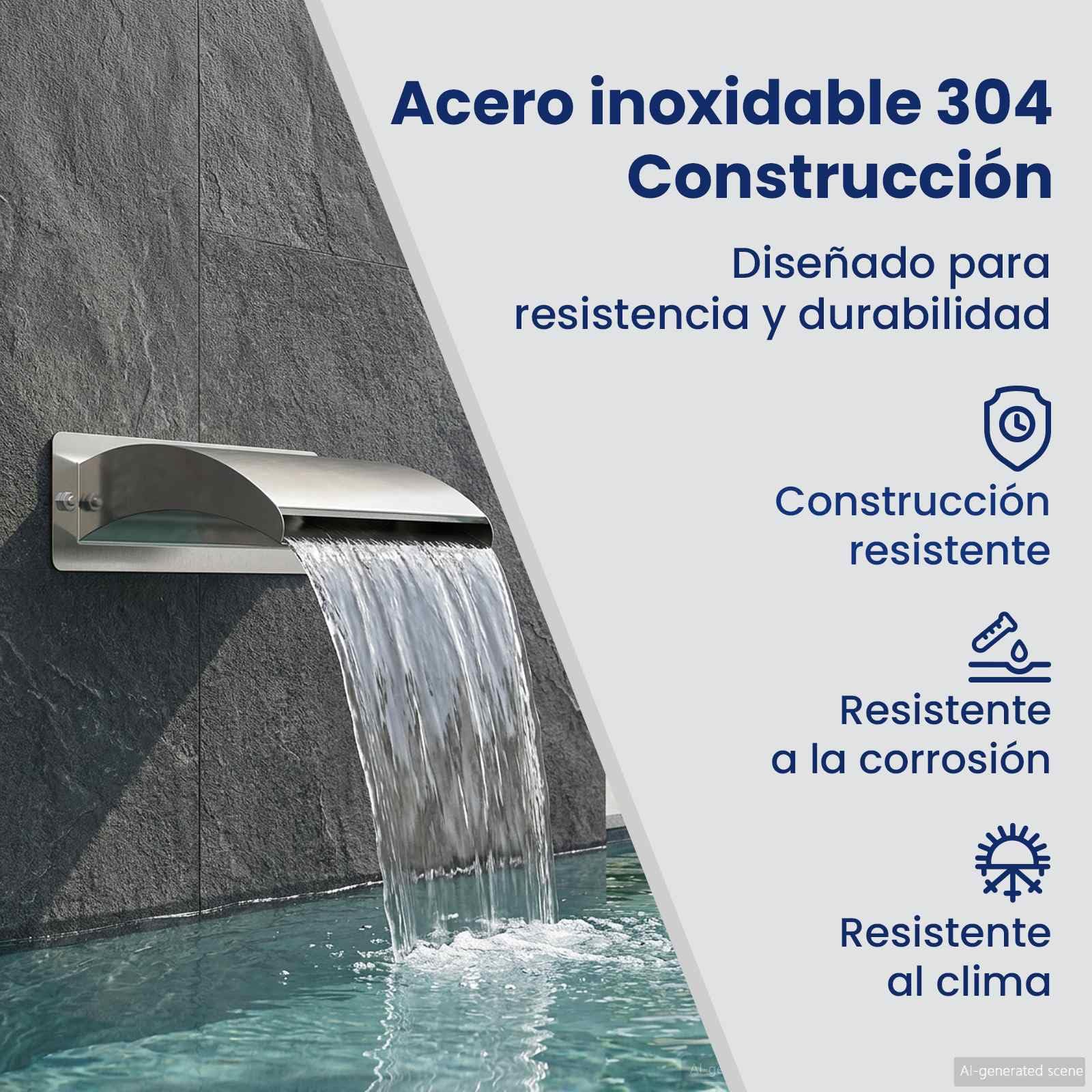 vidaXL Cascada para Piscina con luz LED Acero Inoxidable 304