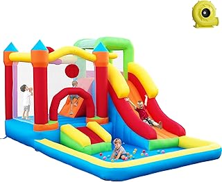 7-in-1 Bounce House with Slide, 8.5'x12.5' Inflatable Bouncy Castle for Kids, ASTM Certified Outdoor Indoor Play Center with Ball Pit, Basketball Hoop & Blower