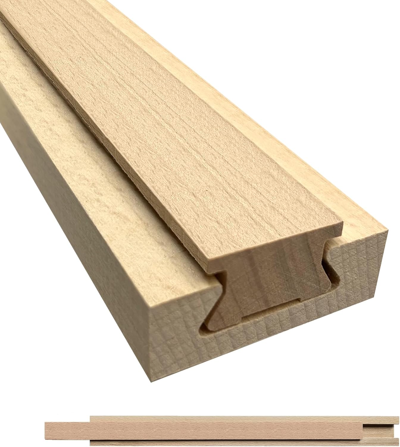 Wood Drawer Slides Classic Guide Center Mount Track 15.7 Inchs, Wooden Undermount Drawer Glides Bottom Rails Replacement Kit(L002-16In)