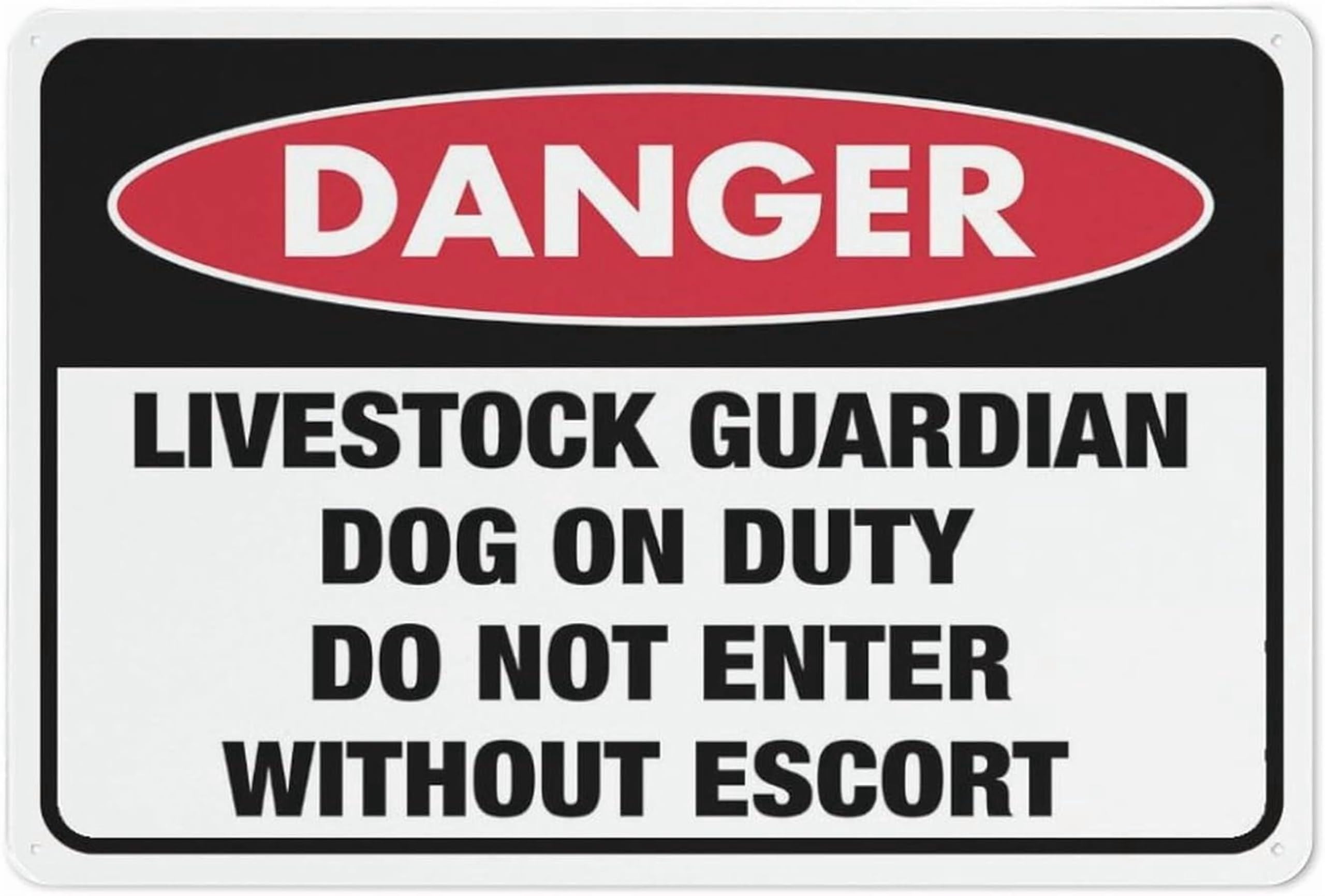 (2-Pack) Metal Tin Sign Sign Danger Livestock Guardian Dog 8"x12" Multicolor