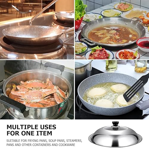Miniatura 7 de Tapa de olla de cocina de acero inoxidable, cubierta universal para ollas, cubierta antisalpicaduras de aceite, tapa de sartén, herramienta de