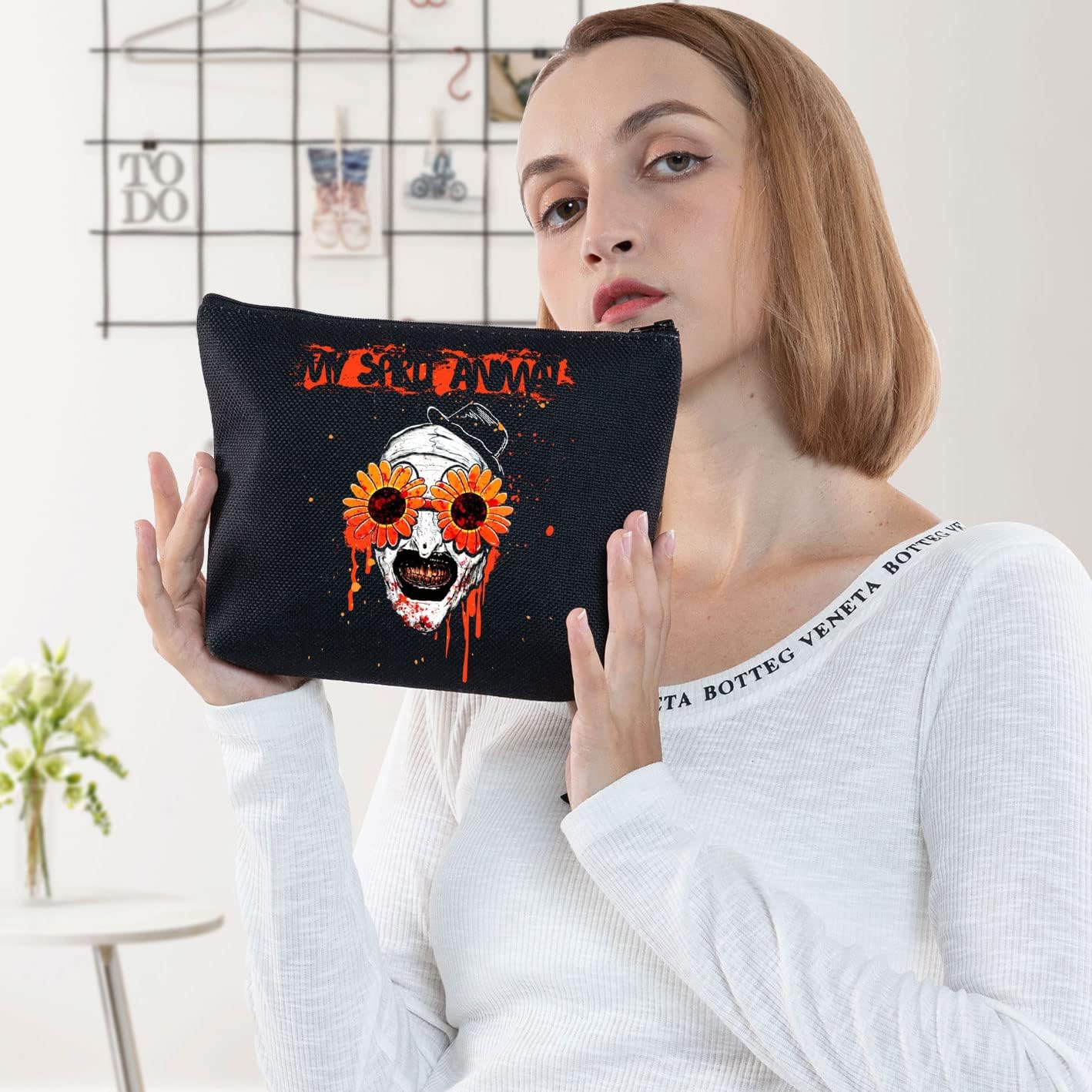 BWWKTOP Clown Movie Cosmetic Makeup Bag Movie Fans Gifts Horror Movie Zipper Pouch for Women Girls - Image 5