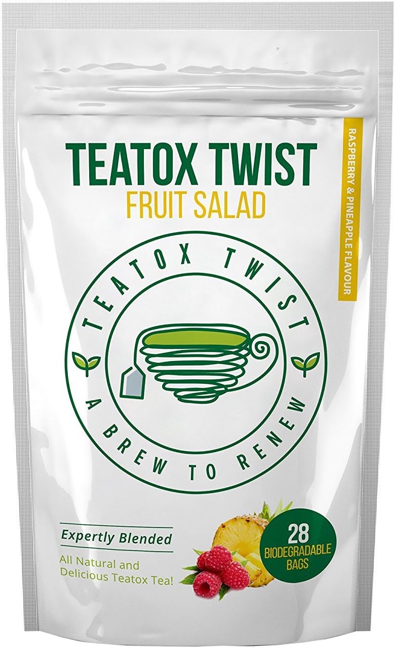 Teatox Twist Fruit Flavour 28 Day Plan. Delicious Premium Detox Tea to Drink at Any Time. Fantastic Weight Loss Tea Great Unique and Delicious Herbal Tea Blend. Contains 28 Biodegradable Teabags