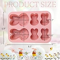 Vista 4 de Crethinkaty 1 molde de silicona de conejo para chocolate, 6 cavidades, formas de cabeza de conejo, moldes de Pascua para bricolaje, chocolate