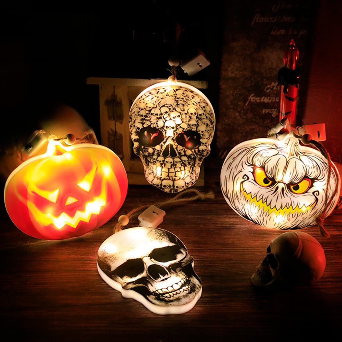 Amazon.co.jp : QQY ハロウィンライト4個、ハロウィンスカル