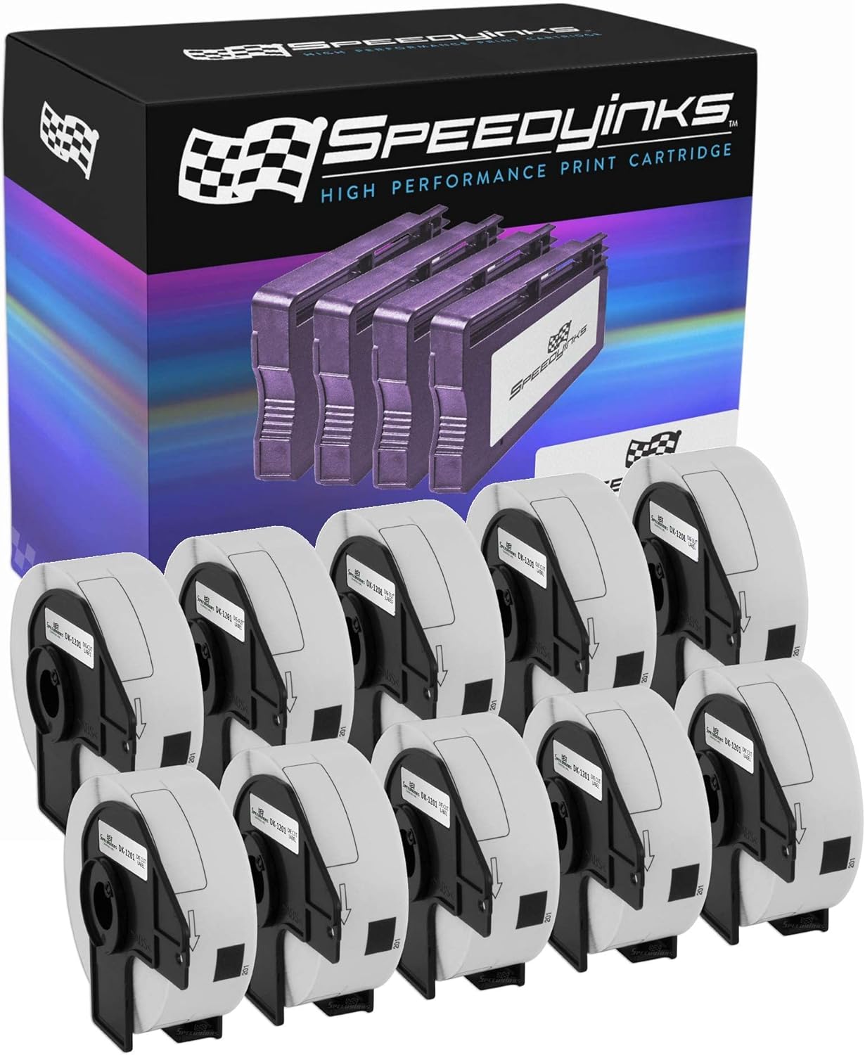 SPEEDYINKS Compatible Replacement for Brother DK-1201 Address Labels- 1.1 in x 3.5 in (29 mm x 90.3mm) (10-Pack) Compatible with Brother QL-1050 QL-1050N QL-1060N QL-500 QL-550 QL-570