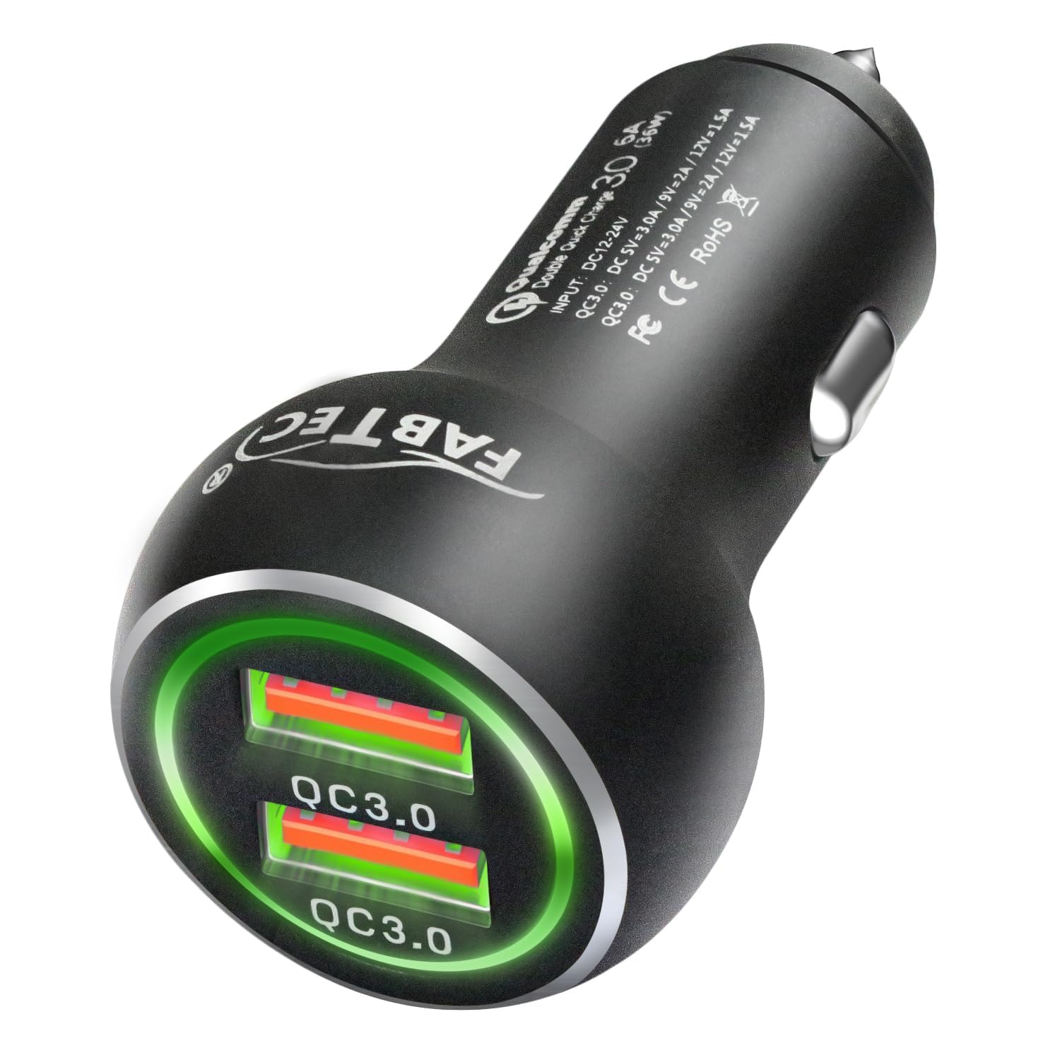 Fabtec Smart 36W Car Charger Adapter Quick Charging with LED Dual USB Ports QC 3.0 technology compatibility with Smartphone, iPhone, Tablets, with All USB Devices (Black) (B08FRG9FTZ) Amazon Price History, Amazon Price Tracker