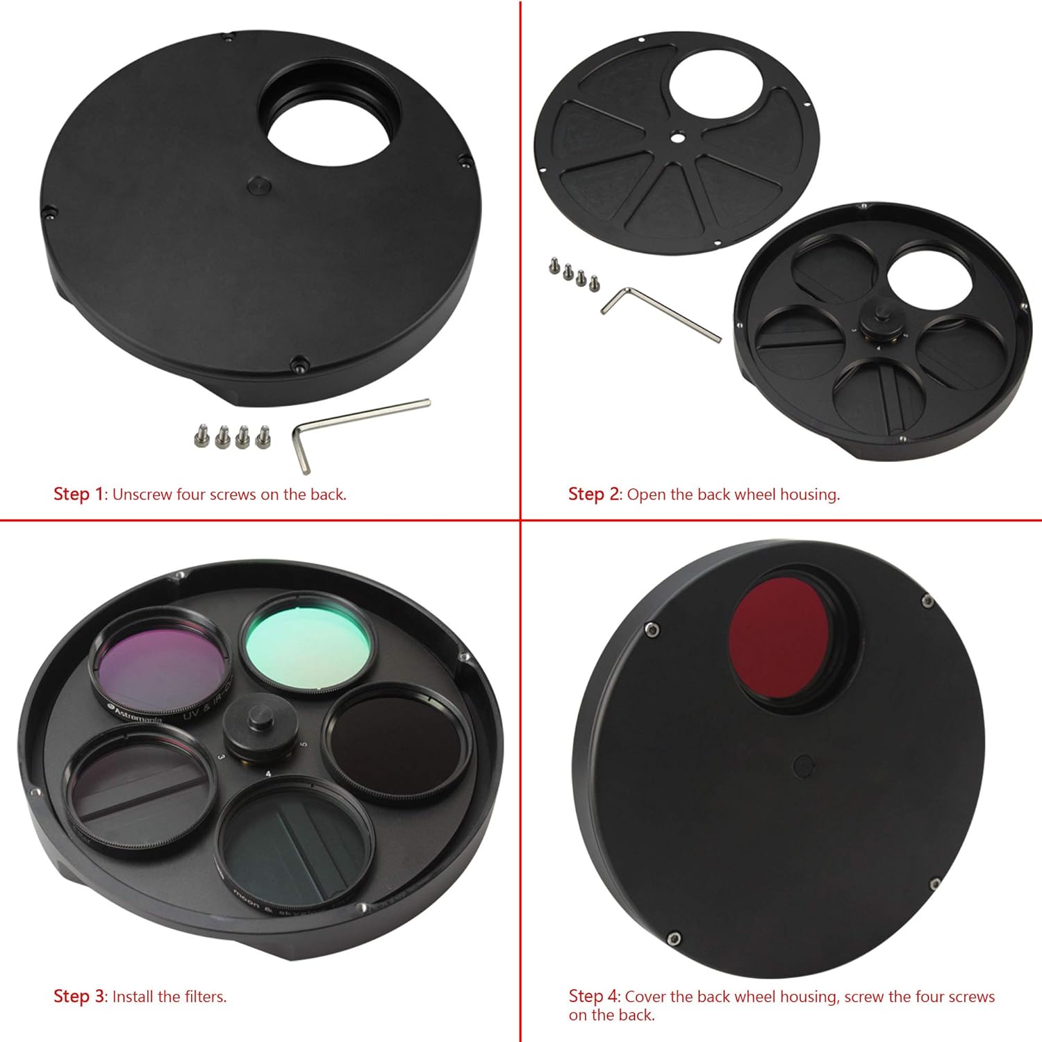 Alstar 2" Multiple 5-Position Filter Wheel for Telescope - Allowing You to Image Without Any Reflections or Stray Light