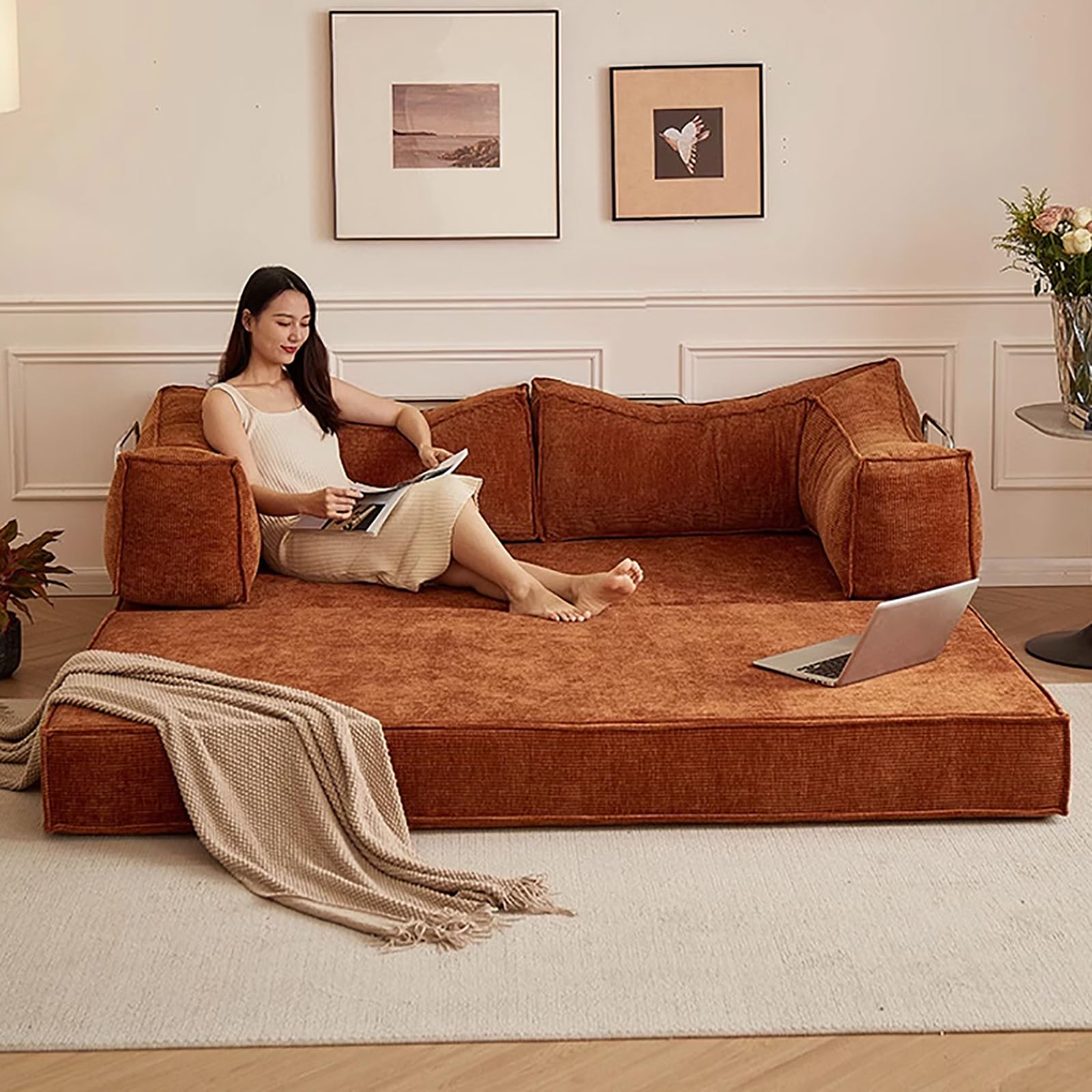 Amazon.com: 4-in-1 Convertible Folding Sleeper Sofa Bed, Fold Out