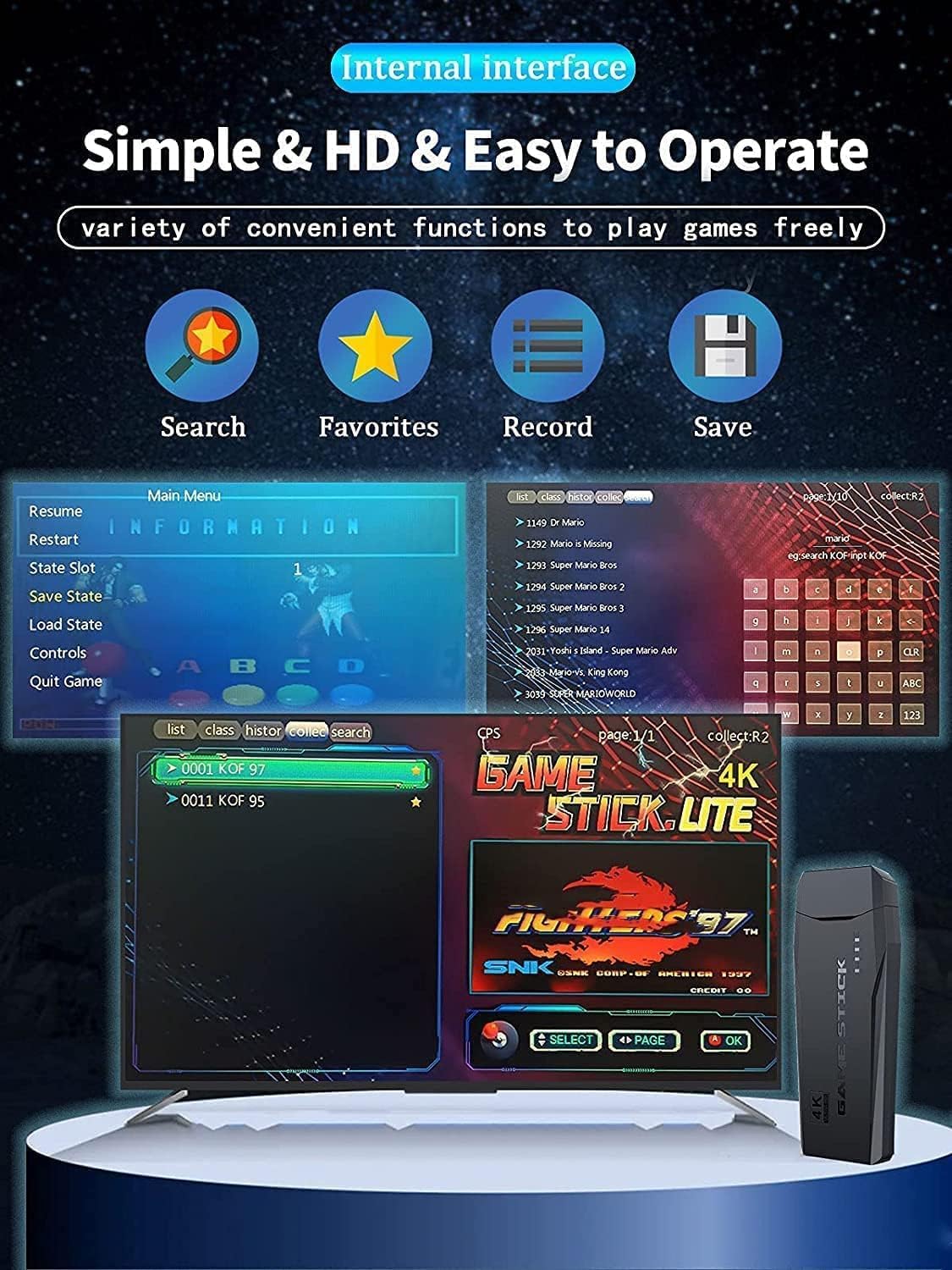 HDMI Game Stick 21K in-Built Ultra HD Game for Upto 2 Players (with 2 Controllers) 8 BIT Retro Games 2