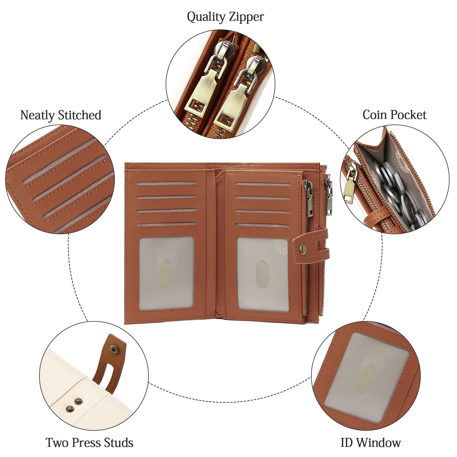 GAEKEAO Petit Portefeuille Femme Portefeuille en Cuir avec Fenêtre pour Cartes de Crédit et Cartes d'identité