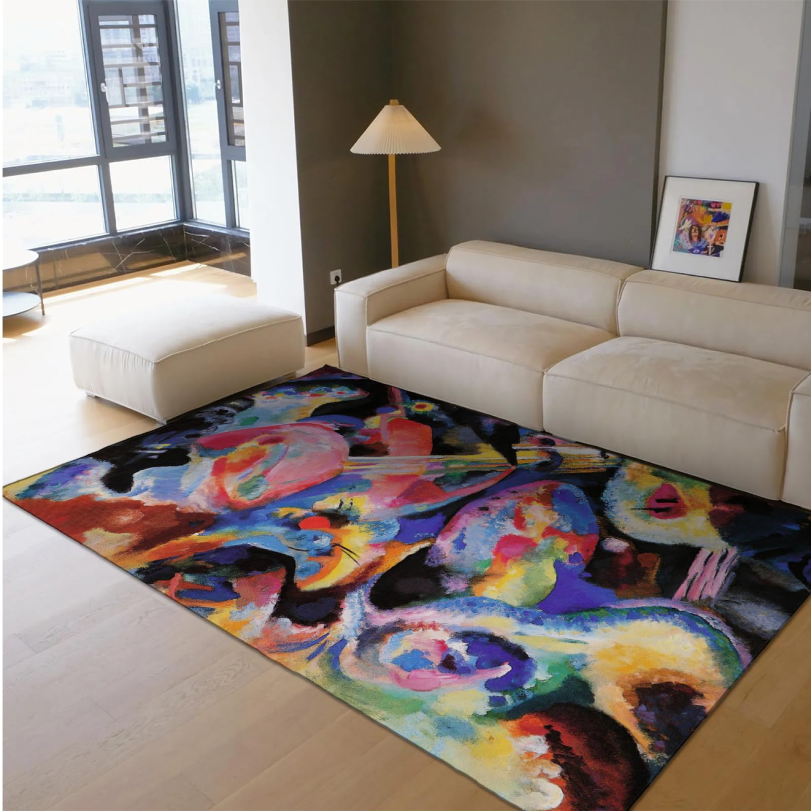 Amazon | ニュートラルラグ 180x300cm - カラフルな風景即興の大