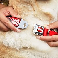 Vista 8 de Buckle-Down Collar de perro hebilla de cinturón de seguridad Marvel Red Brick Logo Rojo Blanco 9 a 15 pulgadas 1.0 pulgadas de ancho, multicolor