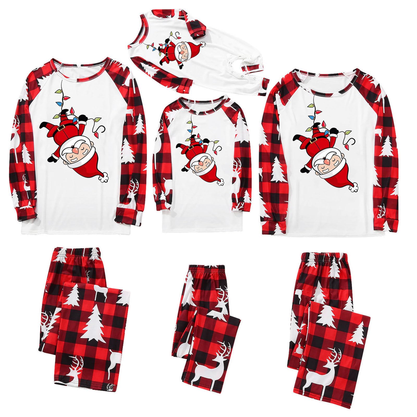 Weihnachtspyjama Familie Set | Rentier Design | Matching Pjs Für Paare & Familien | Langarm