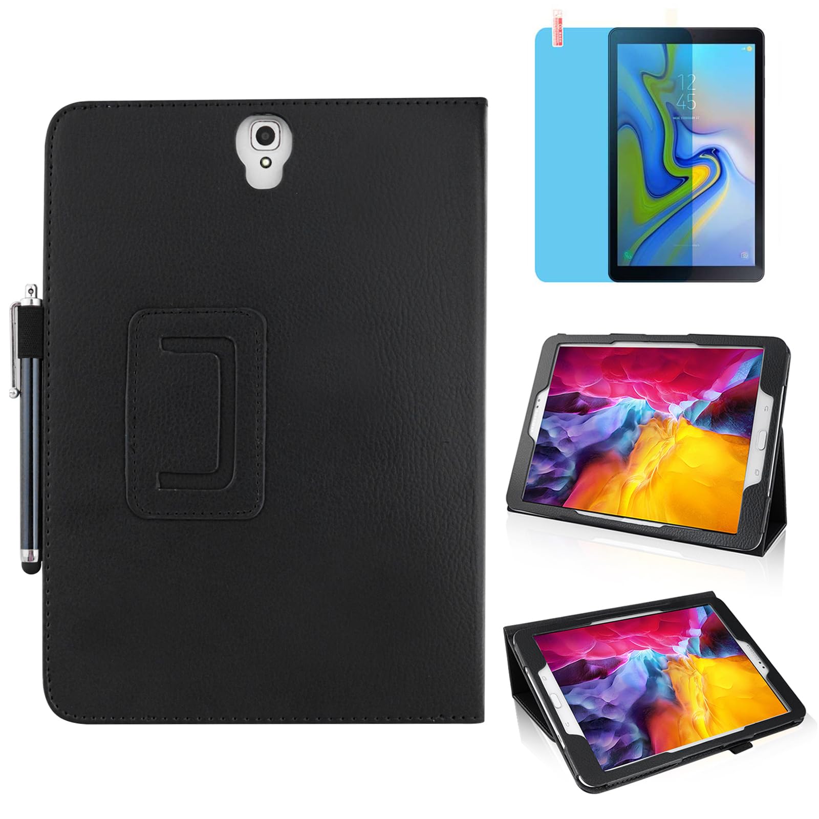 Slim Leather Case for Samsung Galaxy Tab S4 10.5 Inch 2018 (SM-T830 T835 T837), Multi-Angle Stand Full-Protective Tablet Cover Book Case with Stylus