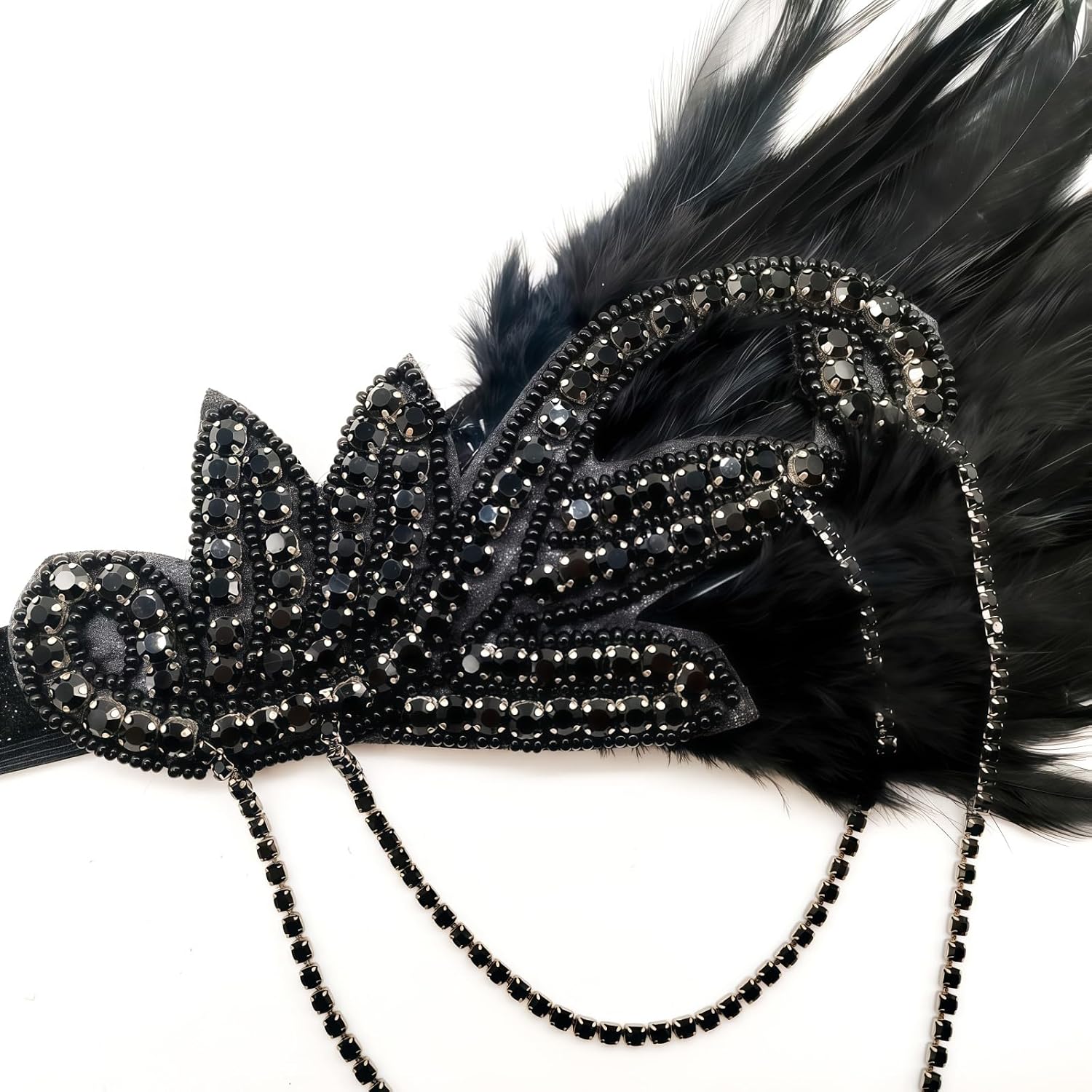 1920s Flapper Headband White Feather Headpiece Roaring 20s Feather Costumes Gatsby Headwear