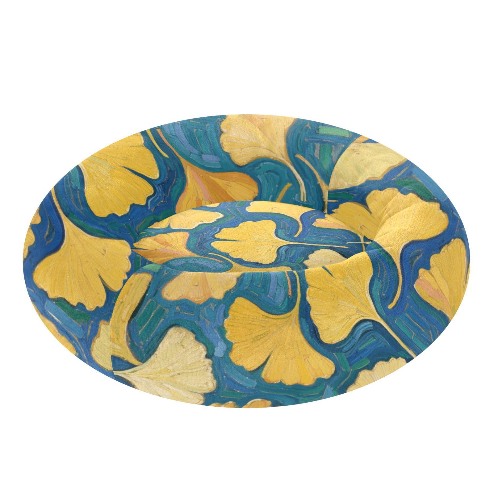 Lit anti-anxiété pour chat taille M bleu motif gingko