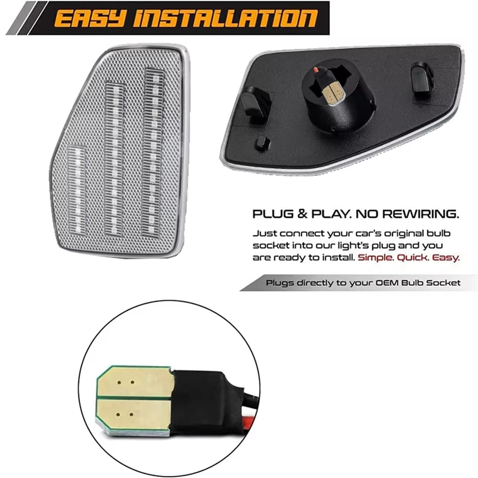 Dinamico Indicatore Direzione Per Hummer Per H3 2006-2010 Per H3T 2009-2010 39smd Ambra 2 Pezzi LED Paraurti Parafango Luce Posizione Laterale Indicatori Direzione Freccia Specchietto(Silver)