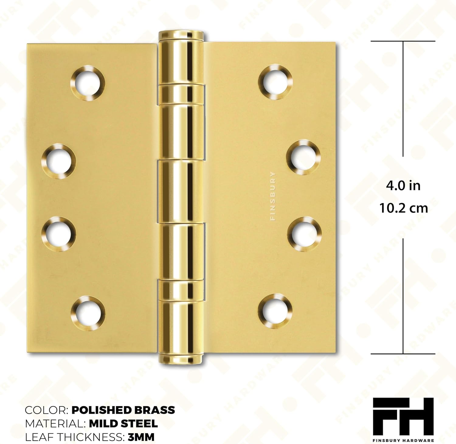 Door Hinge Ball Bearing 4 x 4 Inches Solid 304 Steel Durable Heavy Duty Machined NRP Architectural Grade Mortise Hinges - Set of 2 Shiny Gold Door Hinges (Gold)