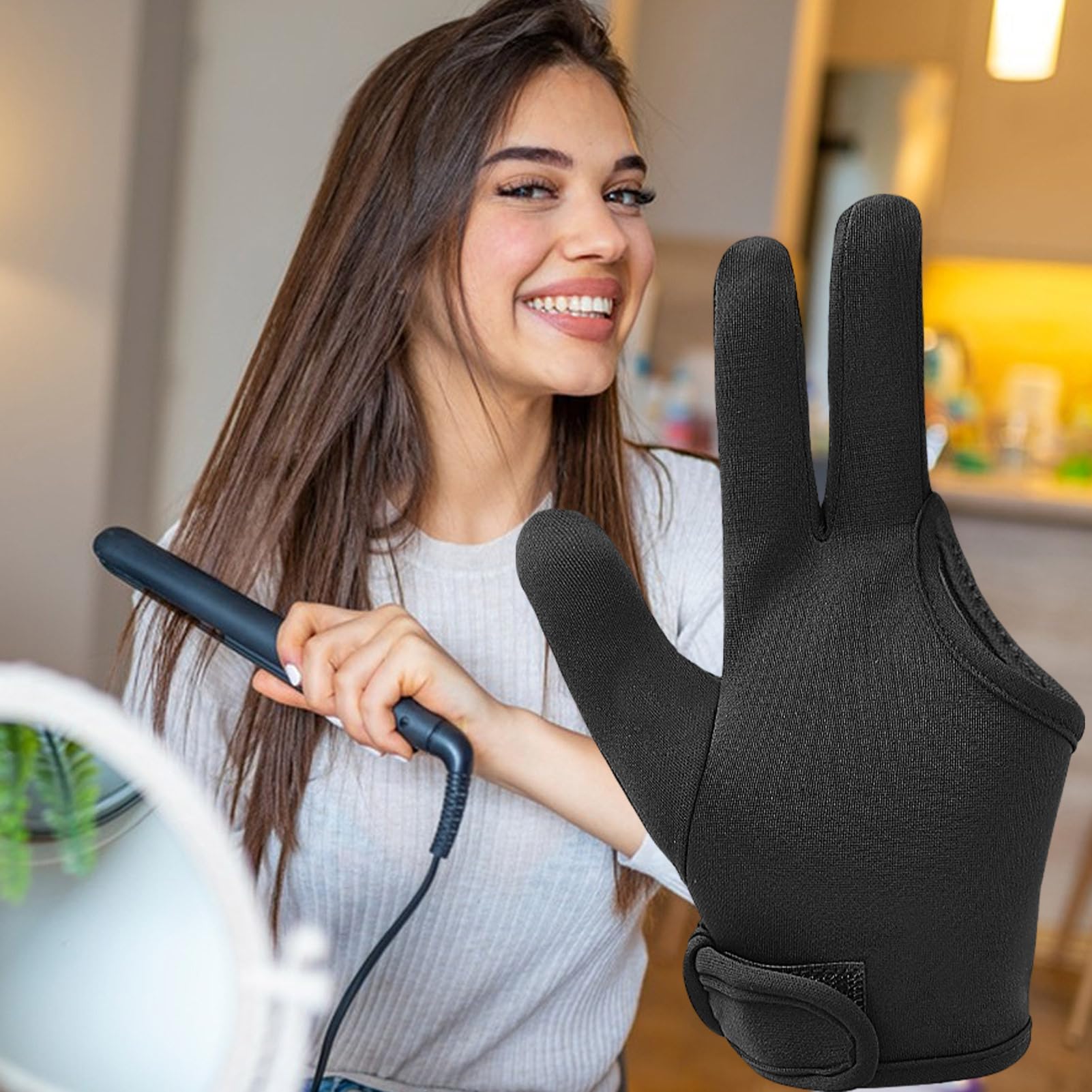 Gants de style résistants à la chaleur - Gants élastiques à 3 doigts, accessoire de protection pratique, poignée anti-brûlure, matériau flexible et lavable, outil durable pour le salon