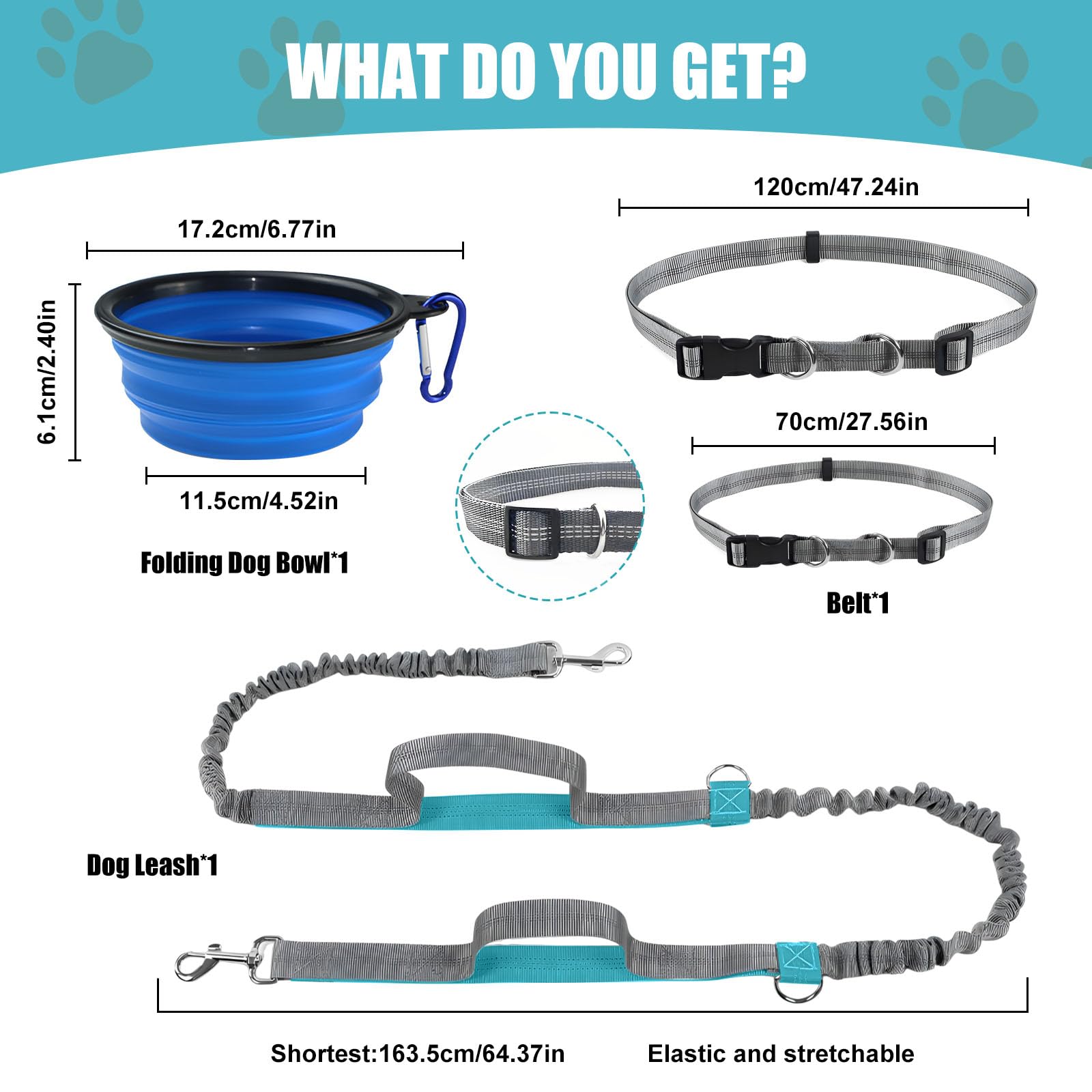 AUSYIWI Outdoor Running Hands-Free Dog Lead, Professional Dog Running Lead with Waist Belt, Reflective Stripes - Image 2