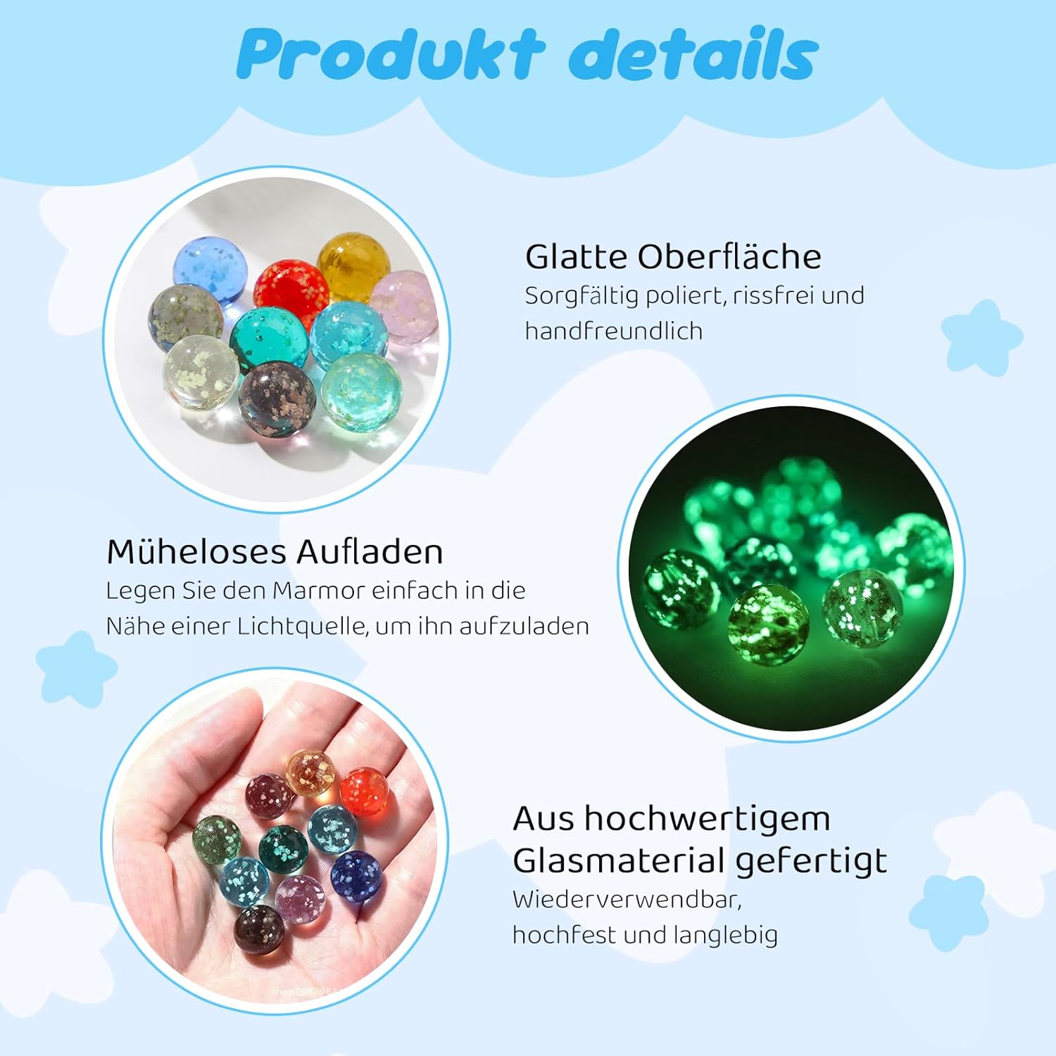 Pack of 40 Children's Marbles, 16 mm Glass Marbles Glow in The Dark, Colourful Pinball Train Game, Coloured Glass Marbles for Boys and Girls