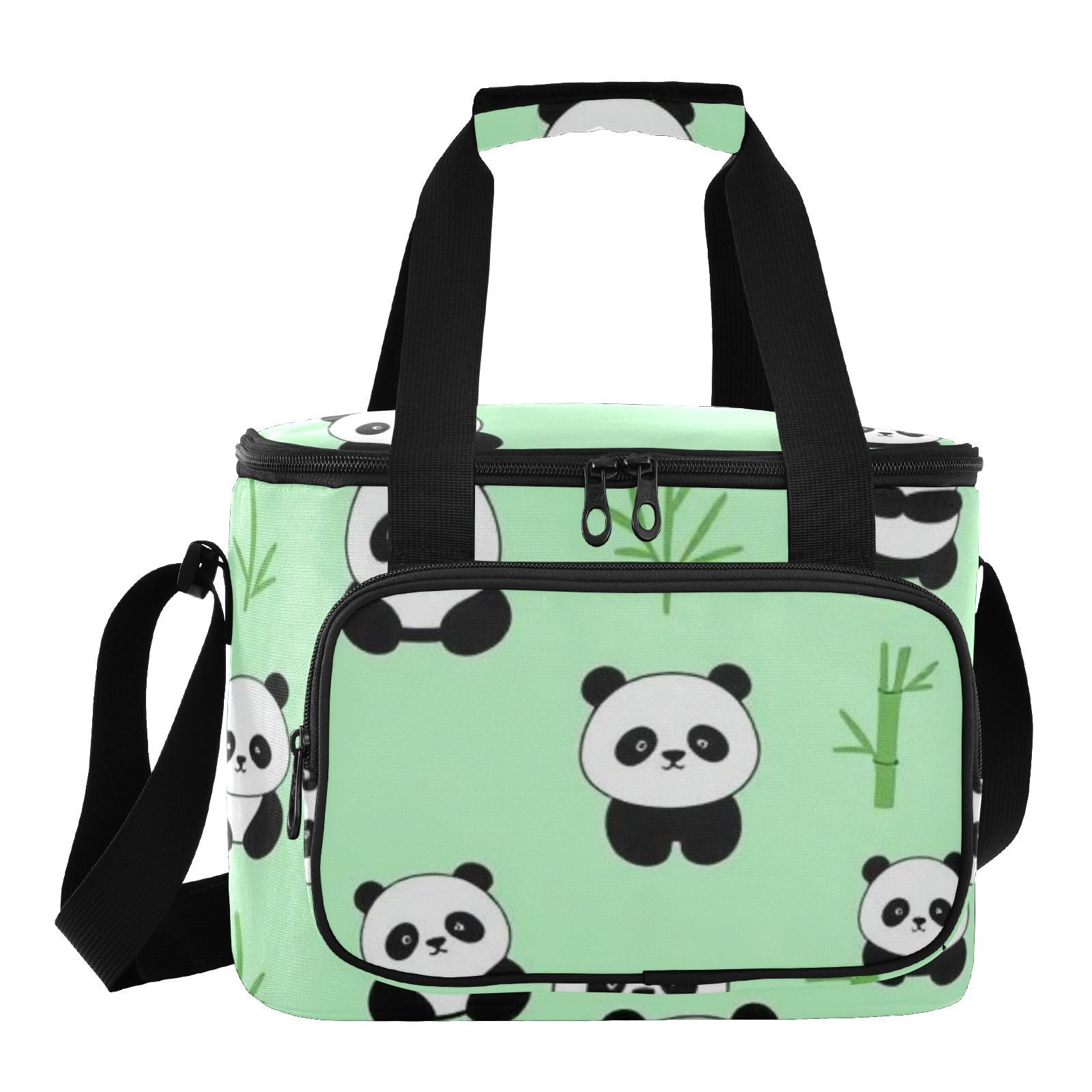 Wudan Panda Green Stalks Bezszwowa drukowana lodówka piknikowa z podszewką PEVA Road Trip Office Workers