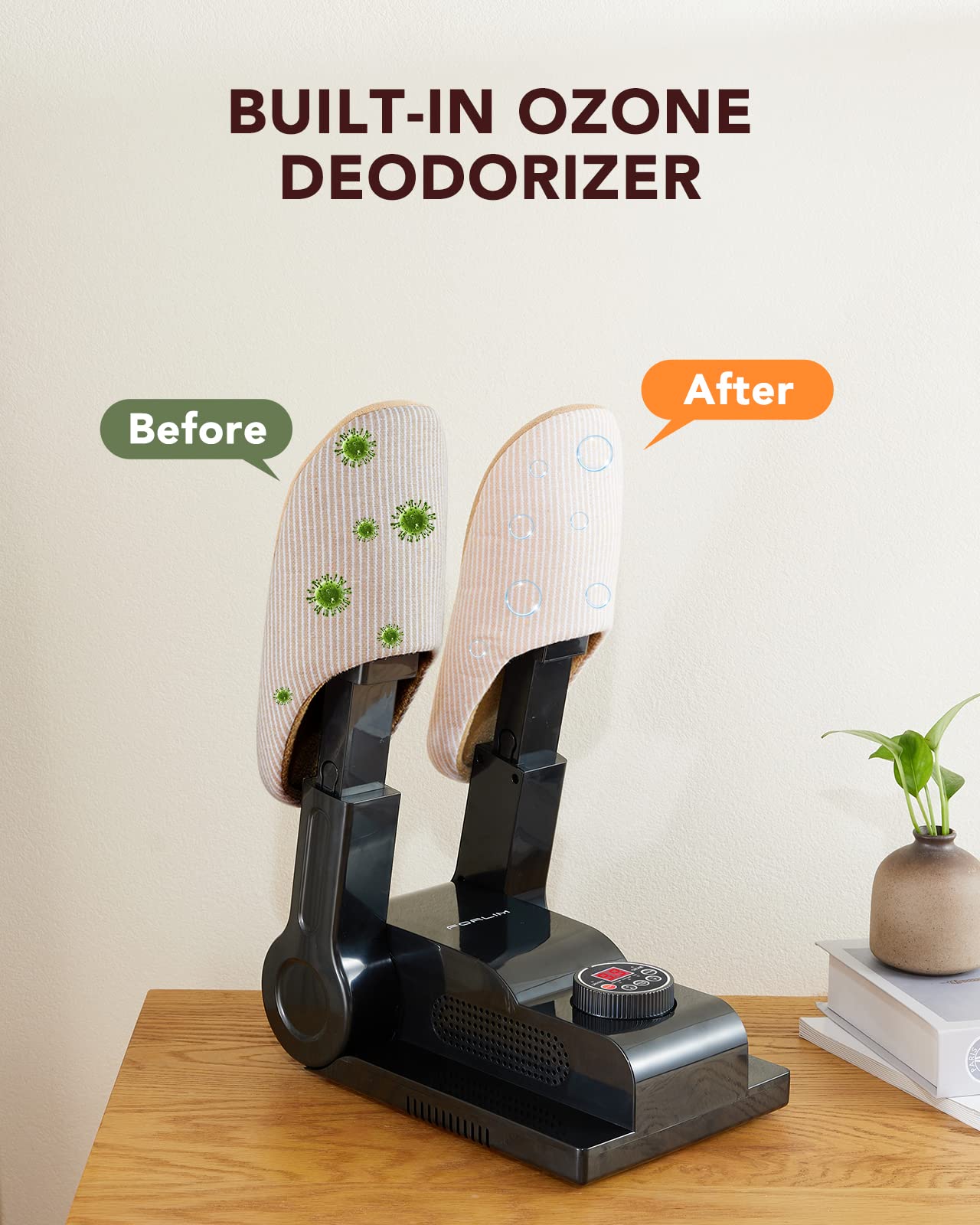 FORLIM Secador de zapatos, calentador de pies eléctrico, secador de guantes, con soporte de secado ajustable a 180°, conectores de secado telescópicos, diseño plegable, secado rápido