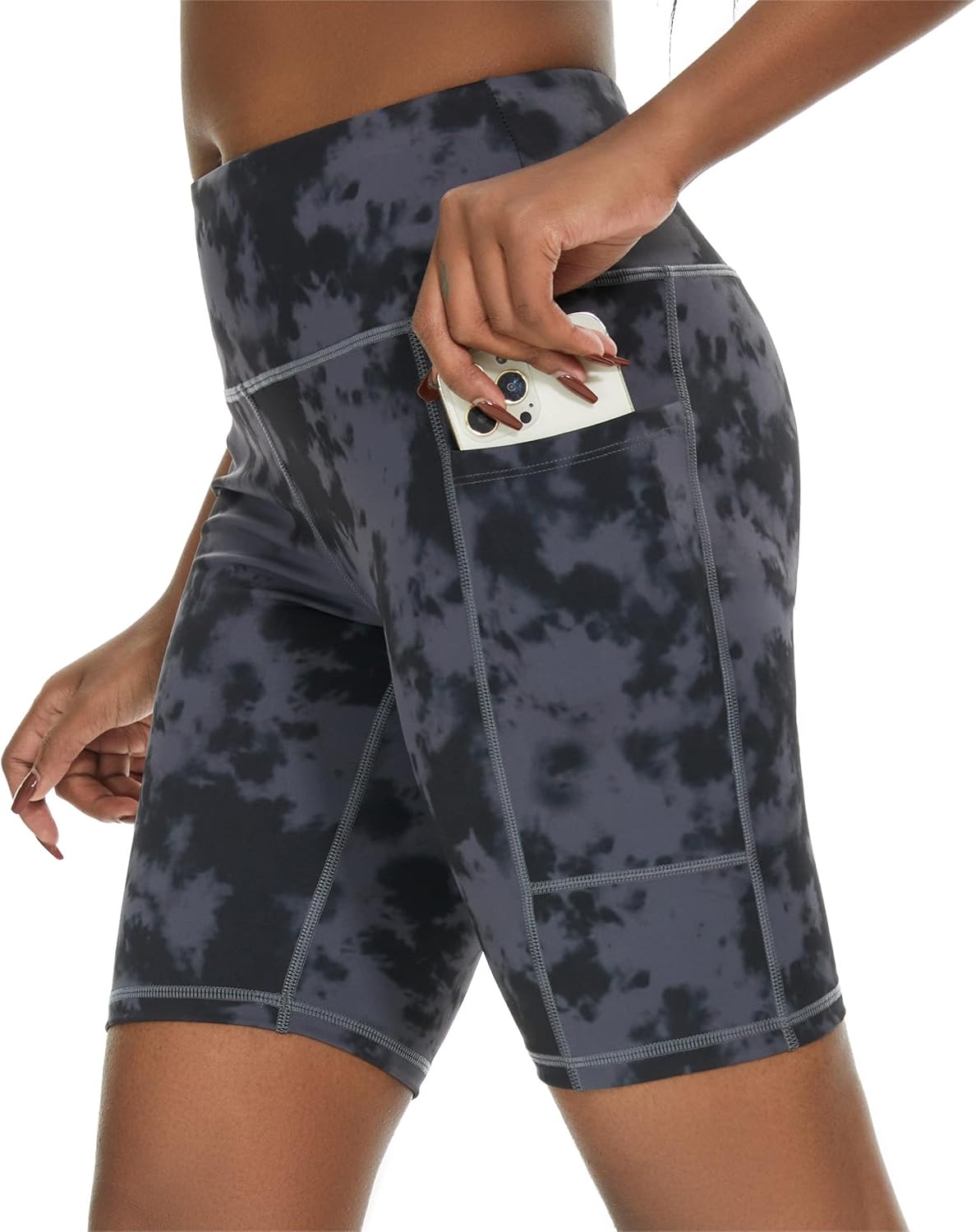 RAYPOSE Womens Biker Shorts with Pockets Tummy Control Plus Size Yoga Shorts Women Printed Workout Pants