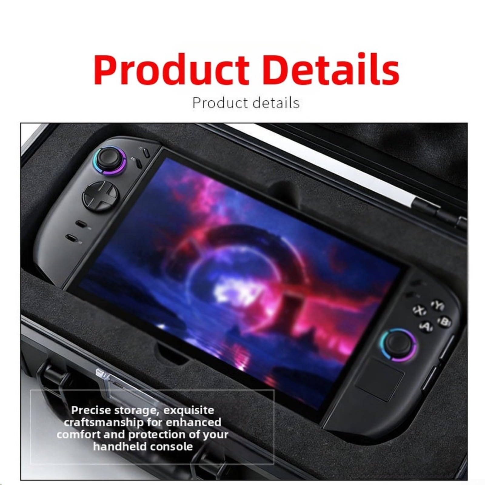 Aufbewahrungsbox für Go 2 Konsole, stoßfest, 37 x 22 x 13 cm, Reisetasche mit Griff für Gamer Pendler, Schwarz