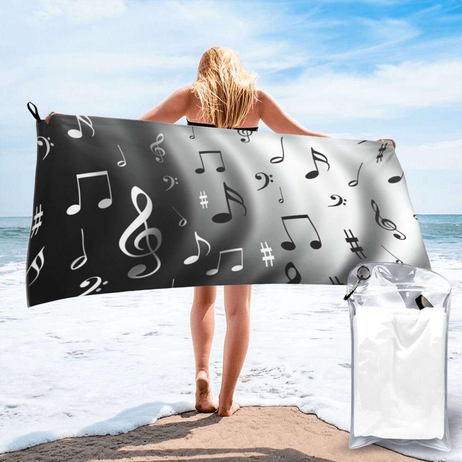 JBJGKHLP Music Notes Print Print Quick Dry Portable Towel For Beach Camping Hiking Yoga Fitness Outdoor Adventures