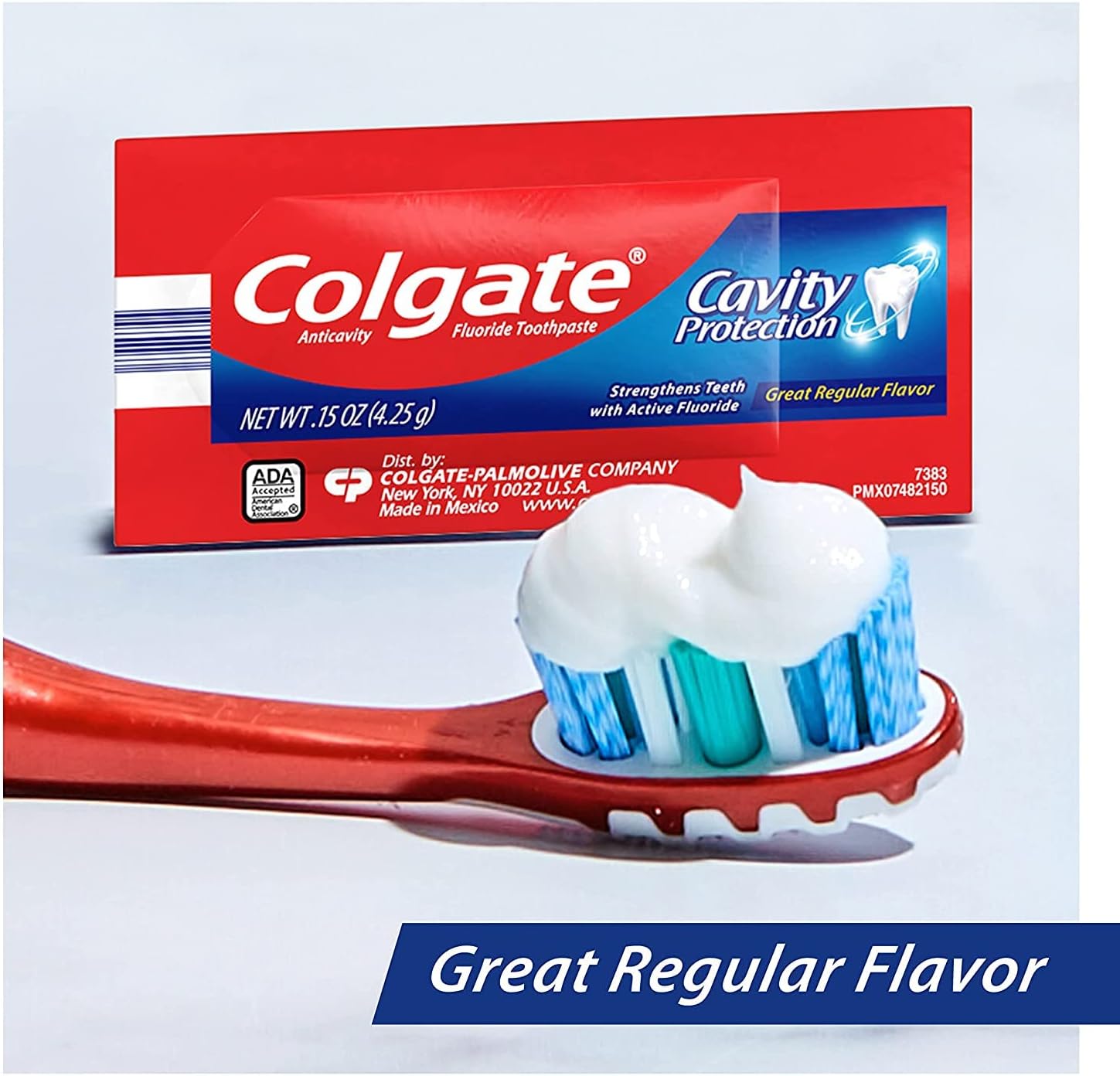Toothbrush with Colgate toothpaste applied