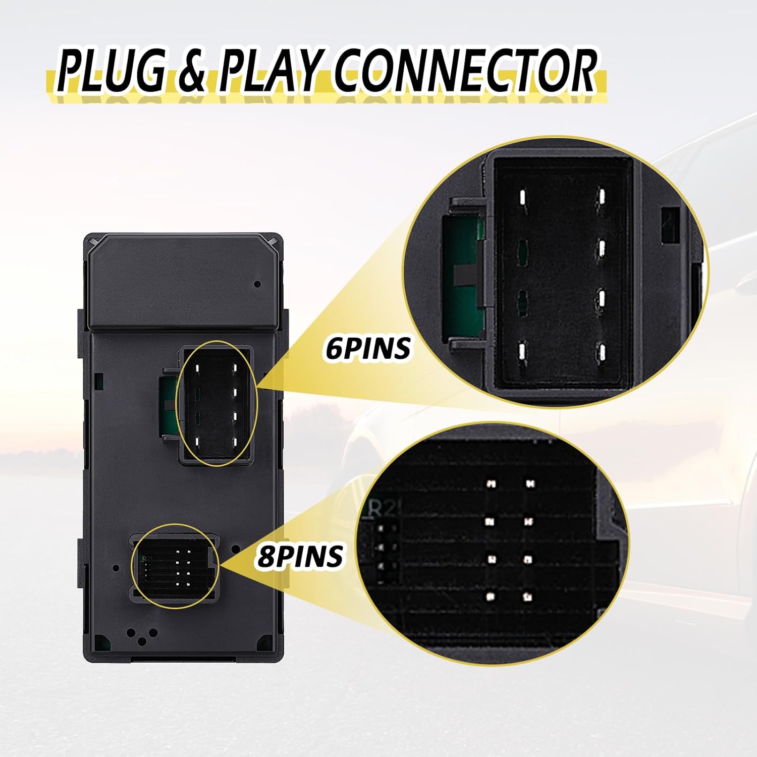 Vurkcy Master Power Window Control Switch Compatible with 2007-2016 GMC Acadia Replace OEM 20945224 901-990 Front Left Driver Side Button, Red Light