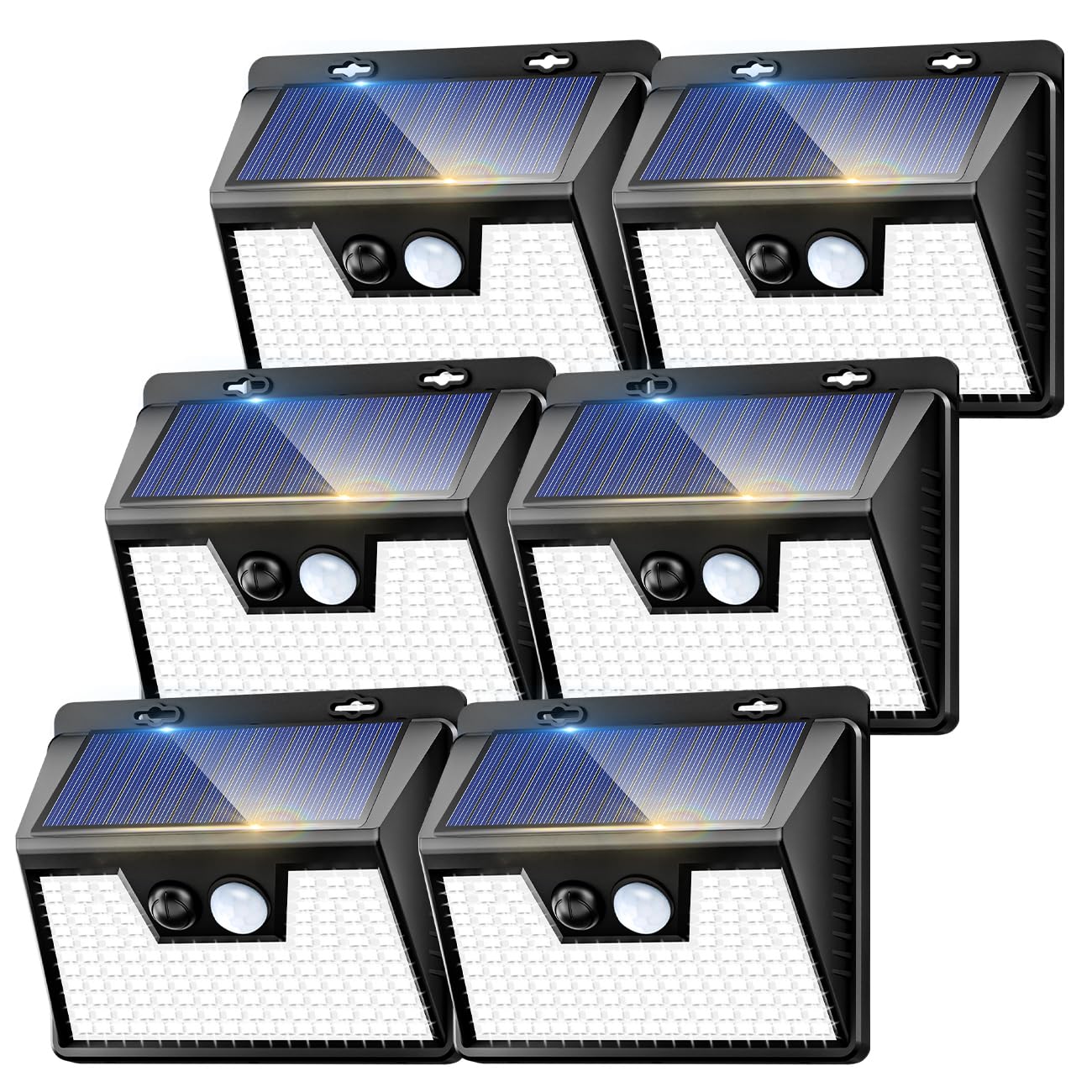 kolpop Luz Solar Exterior potente Blanco frío, [6 Paquete/3 Modos] focos led exterior solares 140 LED, Luz solar exterior con sensor de movimiento Impermeable IP65 foco solar para terraza