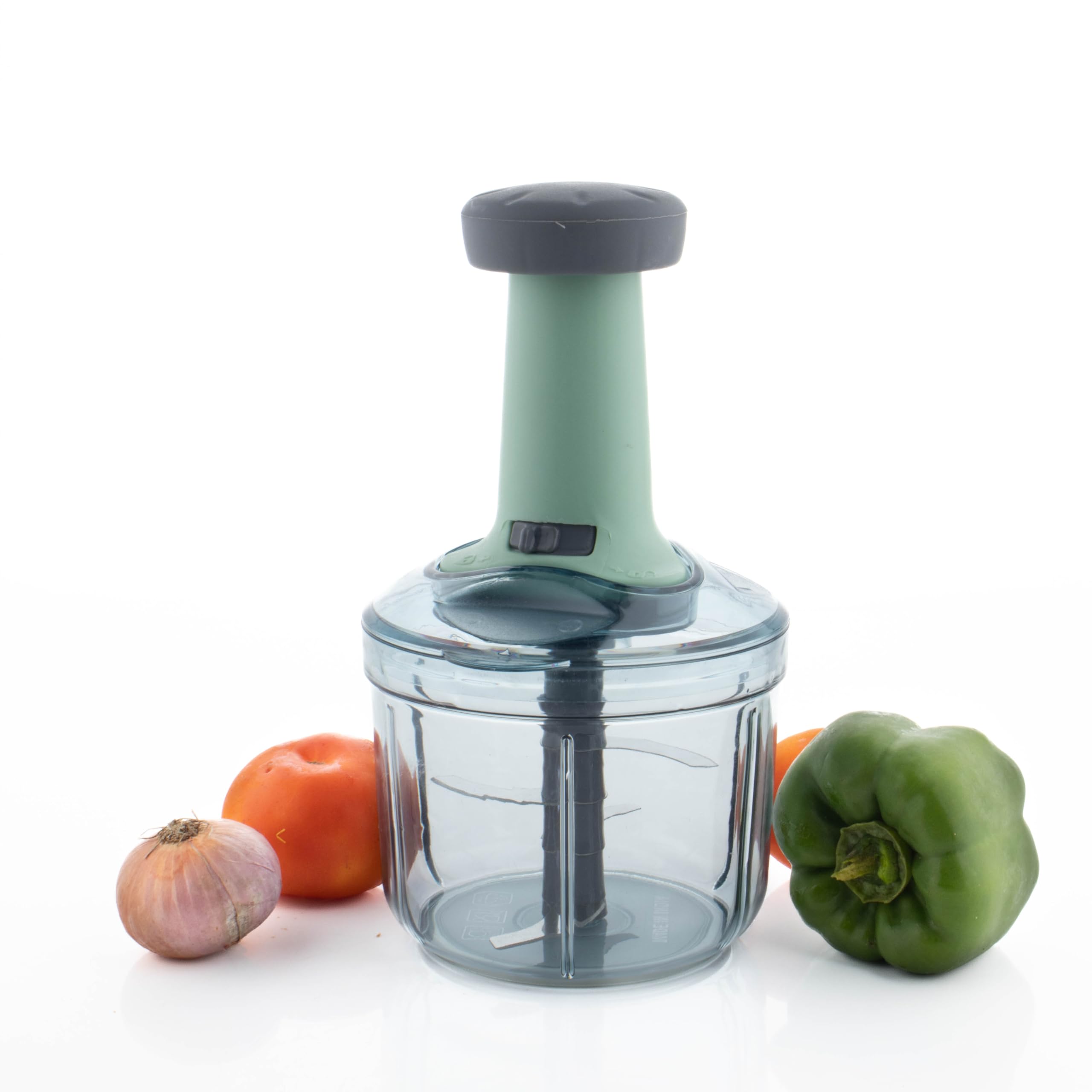 Hand Press Push Chopper with 4 Blades for Effortless Chopping Vegetables & Fruits Chopper Mixer Cutter to Cut Onion, Salad, Tomato, Potato (900 ml)-image-20