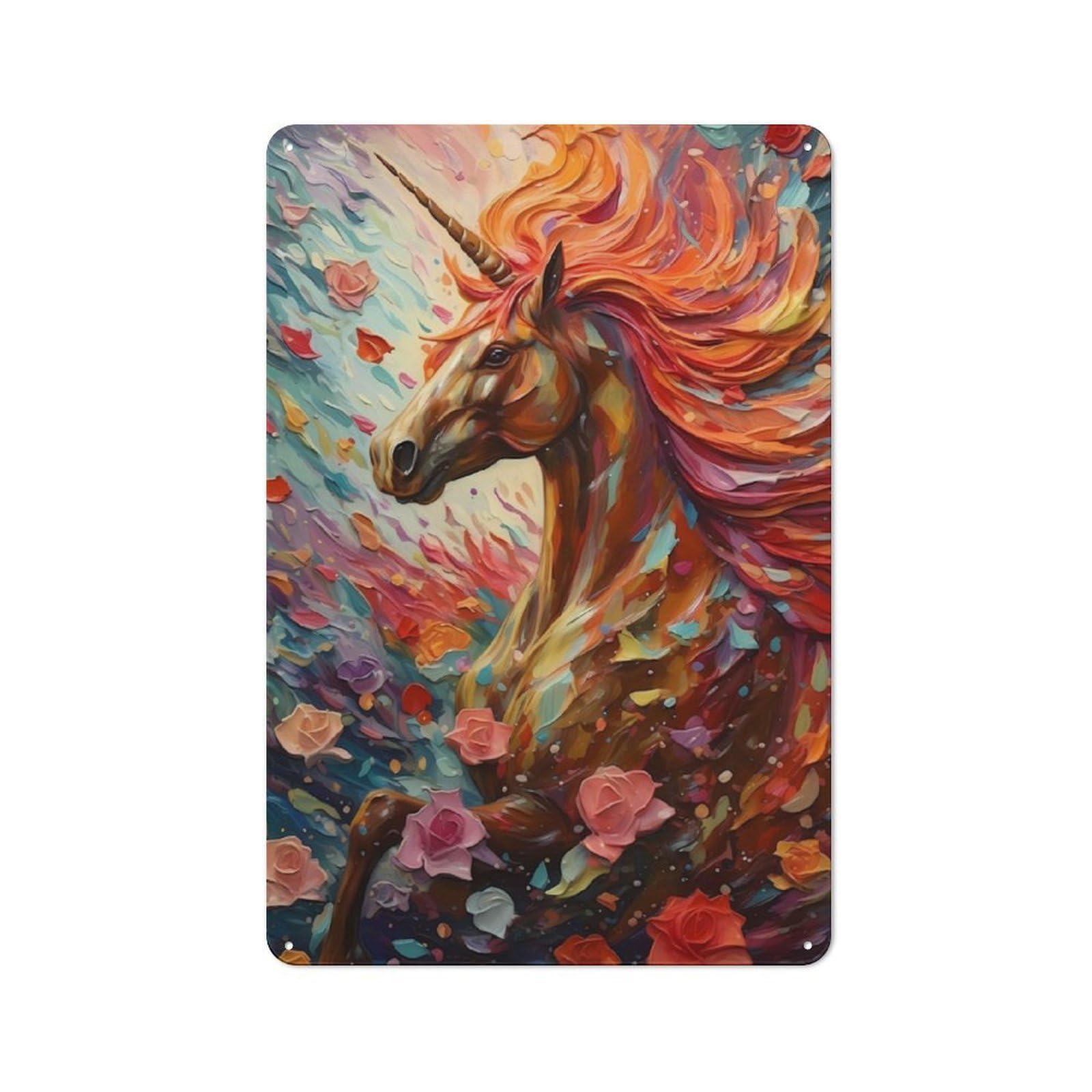 Understated Office Metal Sign 30x20cm Featuring Unicorn Animal, Studio Wall Plaque for Office, Study, Studio Or Hallway