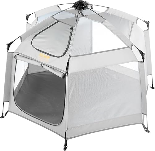 Miniatura 12 de VEVOR Corralito para bebés con toldo, corralito portátil para interiores y exteriores, ligero y plegable, patio de juegos para niños pequeños con 3