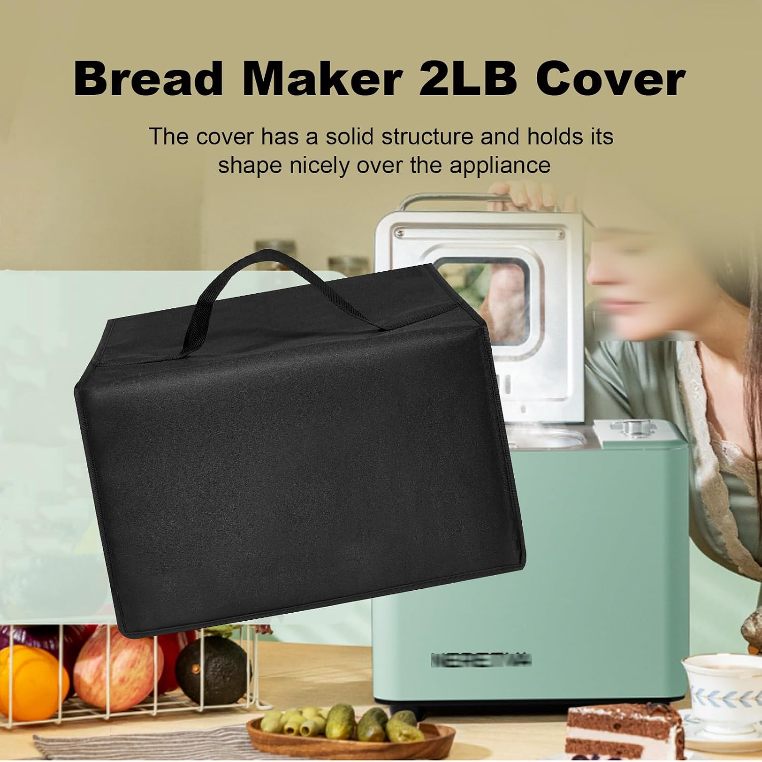 Bread Maker Cover Dough Mixer Lid Waterproof Breathable Bread Machine Cover for Neretva 20-IN-1 Bread Maker Machines/ Dual Heater 2LB Bread Machine/Dough Mixer (Black)