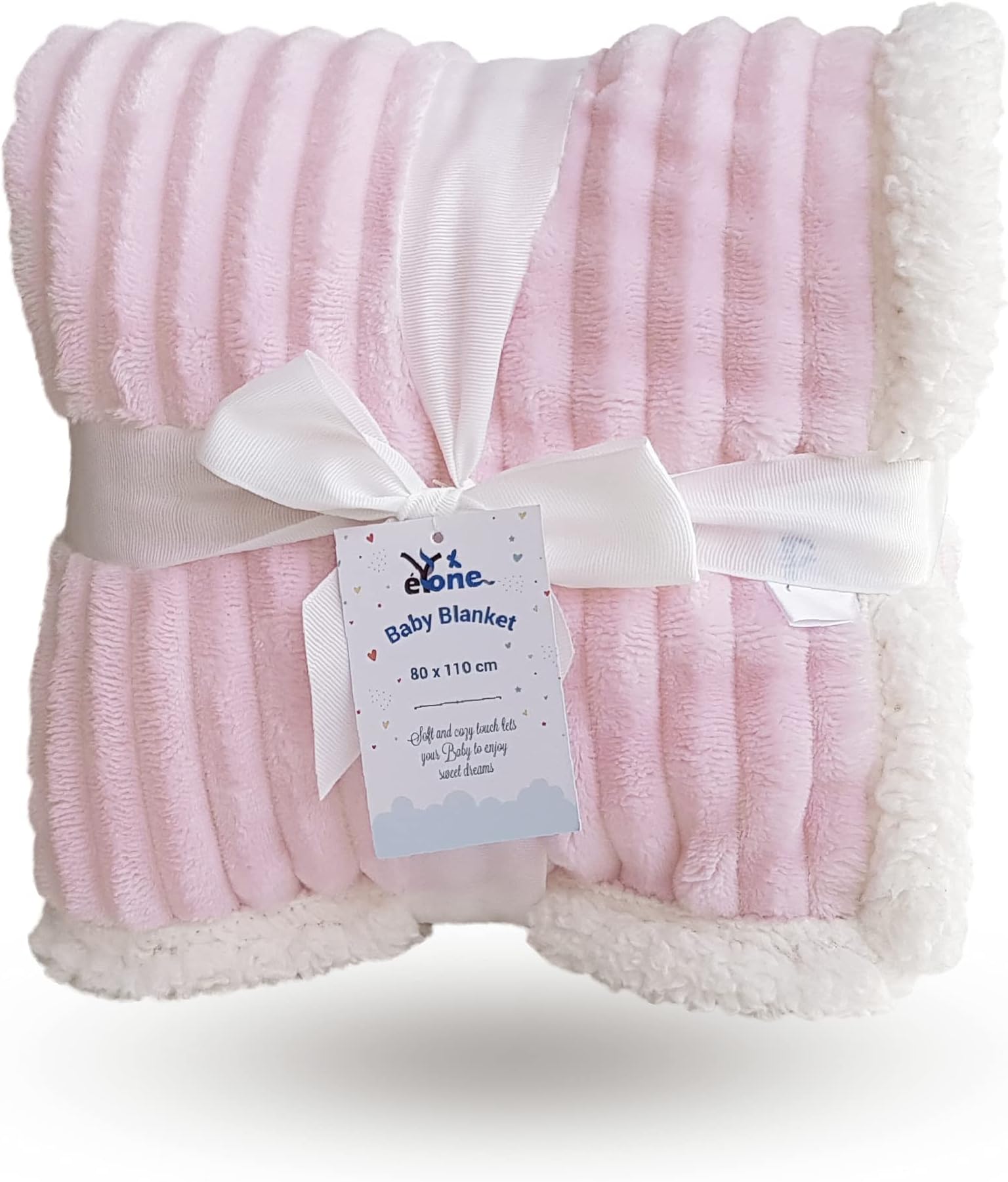 Baby Blanket 80×110 cm - Soft Fleece & Sherpa - Pram, Cot & Stroller - Baby Girl Gift Blanket - Pink
