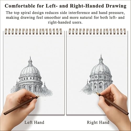 Miniatura 8 de Cuaderno de bocetos de 9 x 12 pulgadas, bloc de bocetos con espiral superior, paquete de 1 bloc de 100 hojas (68 libras/3.53 oz/m² - 100 g/m2)