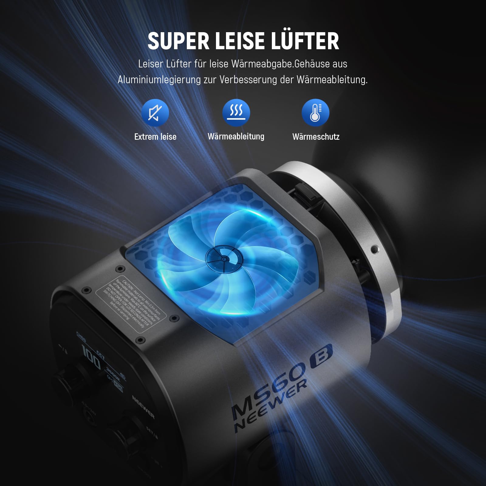 NEEWER MS60B LED Videoleuchte mit 6 Farbdiffusoren Kit, 65W Mini COB 2,4G/APP Steuerung Bi Color 2700K-6500K Dauerlichtleistung 40000lux/m CRI97+ TLCI98+ 12 Szenen, PWM Dimmung, Bowens Mount