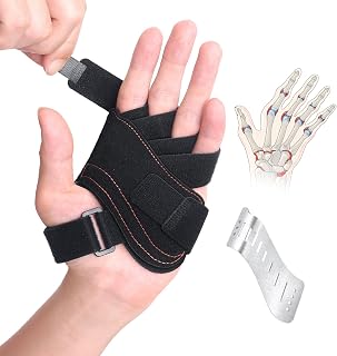 DrFinger Finger Ulnar Deviation Splint Brace, Finger Joint Deviation Orthopedic Corrector With Metal Bracket-Black-(Left-M)