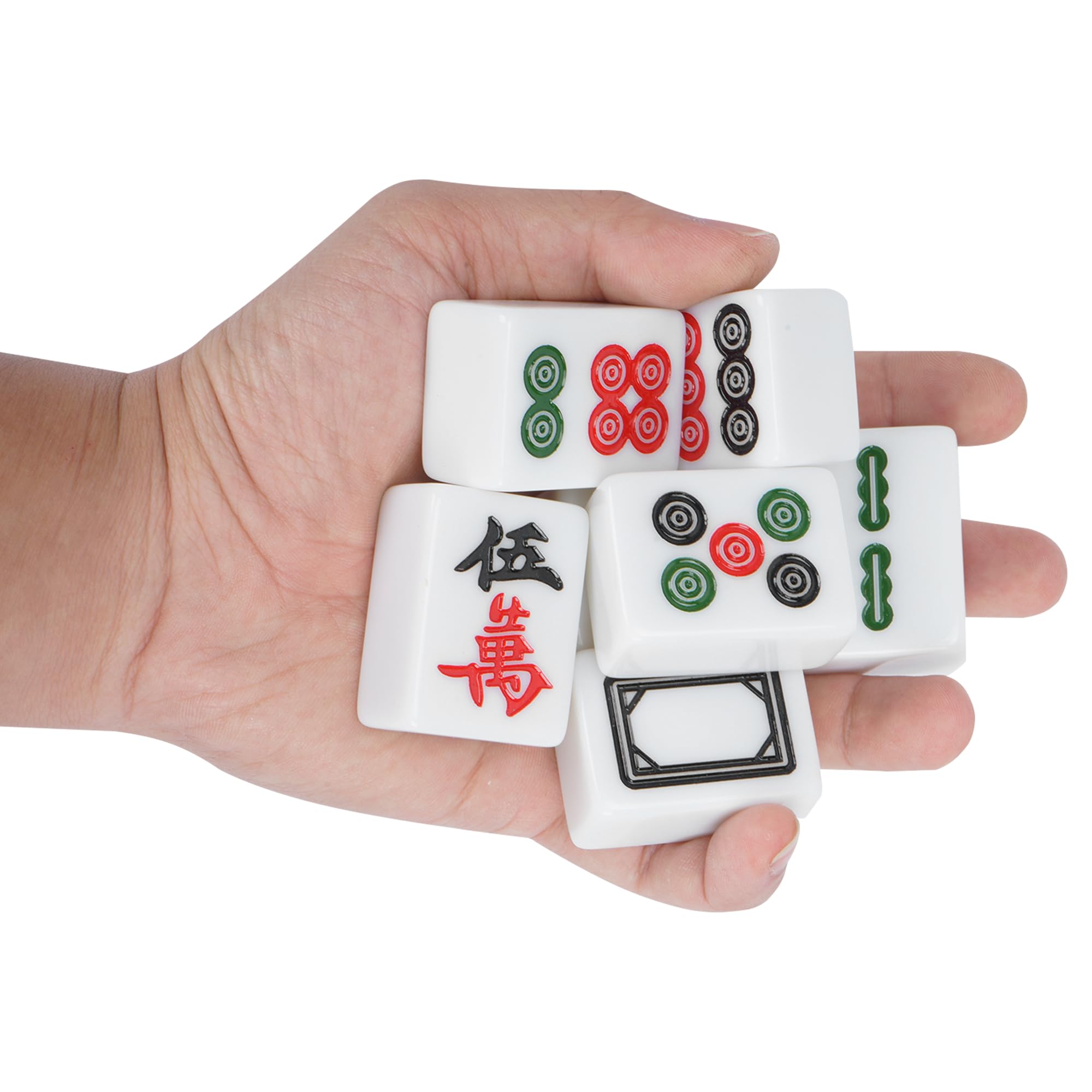 Nisorpa Juego de Majong chino de 40 x 30 mm, juego Mah Jongg de estructura sólida, juego de 144 piezas de azulejos grandes de Mahjong, juegos completos de Majong para viajes, fiestas, juego familiar