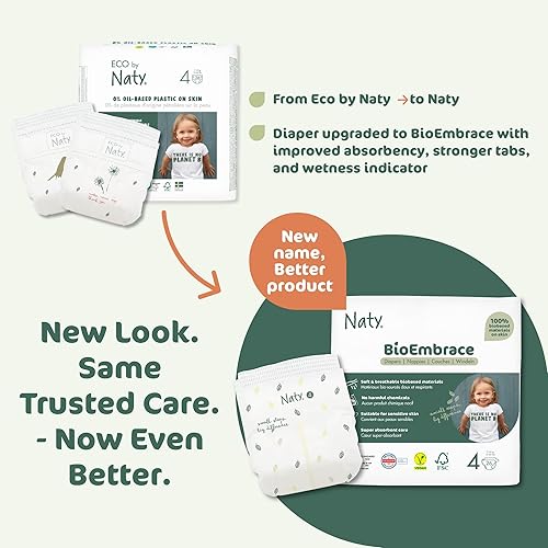 Miniatura 9 de Naty BioEmbrace - Pañales para bebé, certificado seguro para la piel sensible, protección contra fugas de hasta el 100 %, suavidad a base