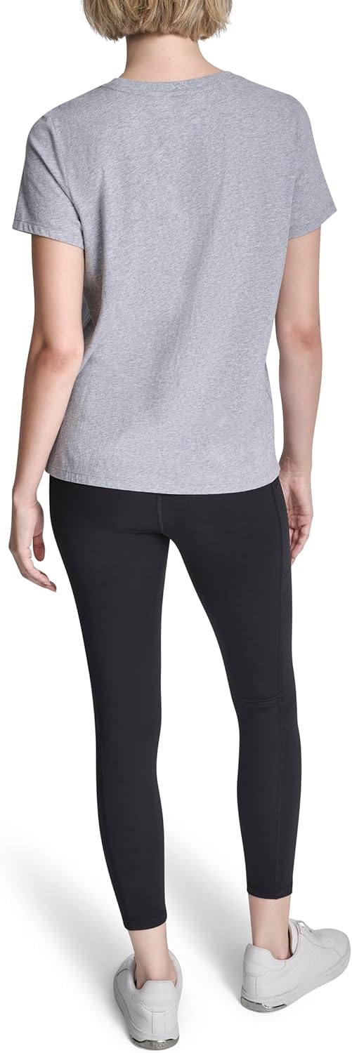 DKNY Womens Short Sleeve Crew Neck Ombre Rhinestone Logo T-Shirt - Image 5