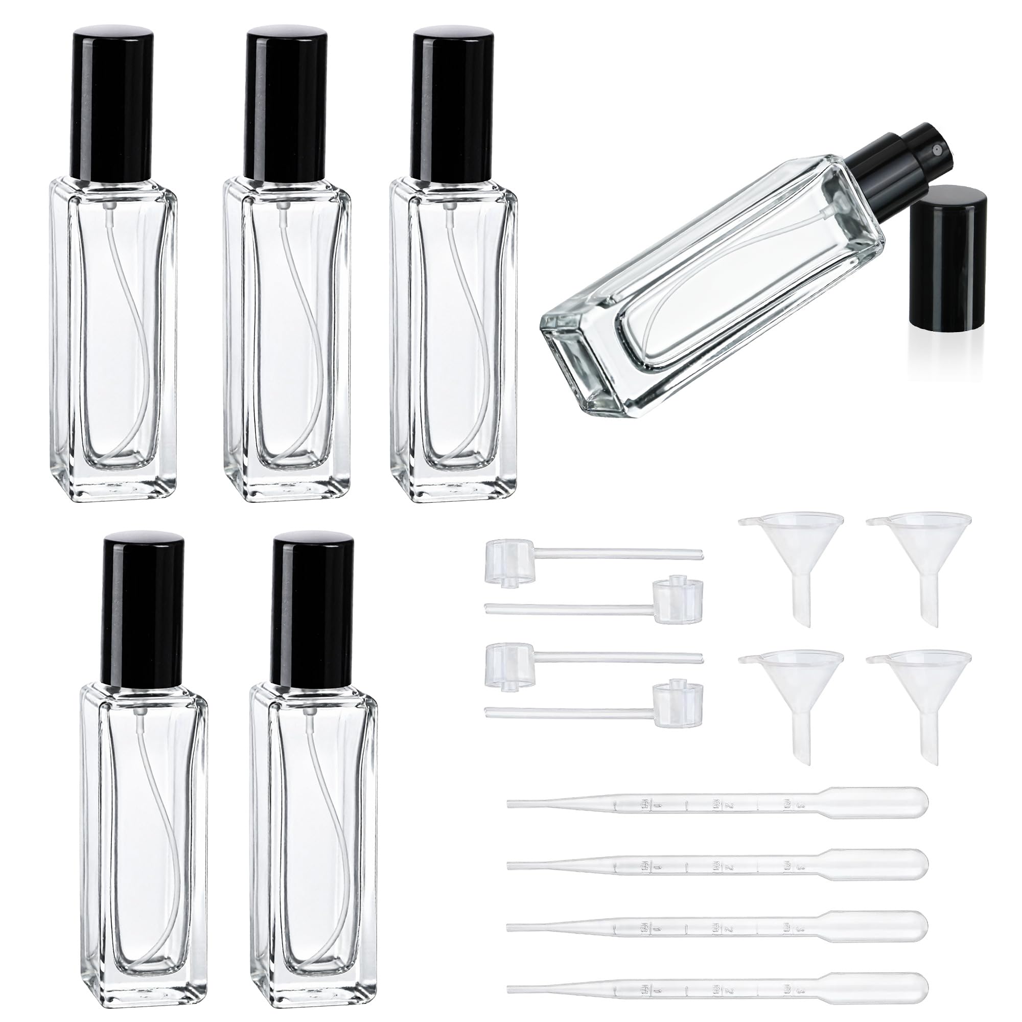 YU FENG 6 Pack Clear Glass Perfume Sprayer Bottle, 30ml Portable Perfume Fine Mist Sprayer, Empty Refillable Travel Perfume Bottle